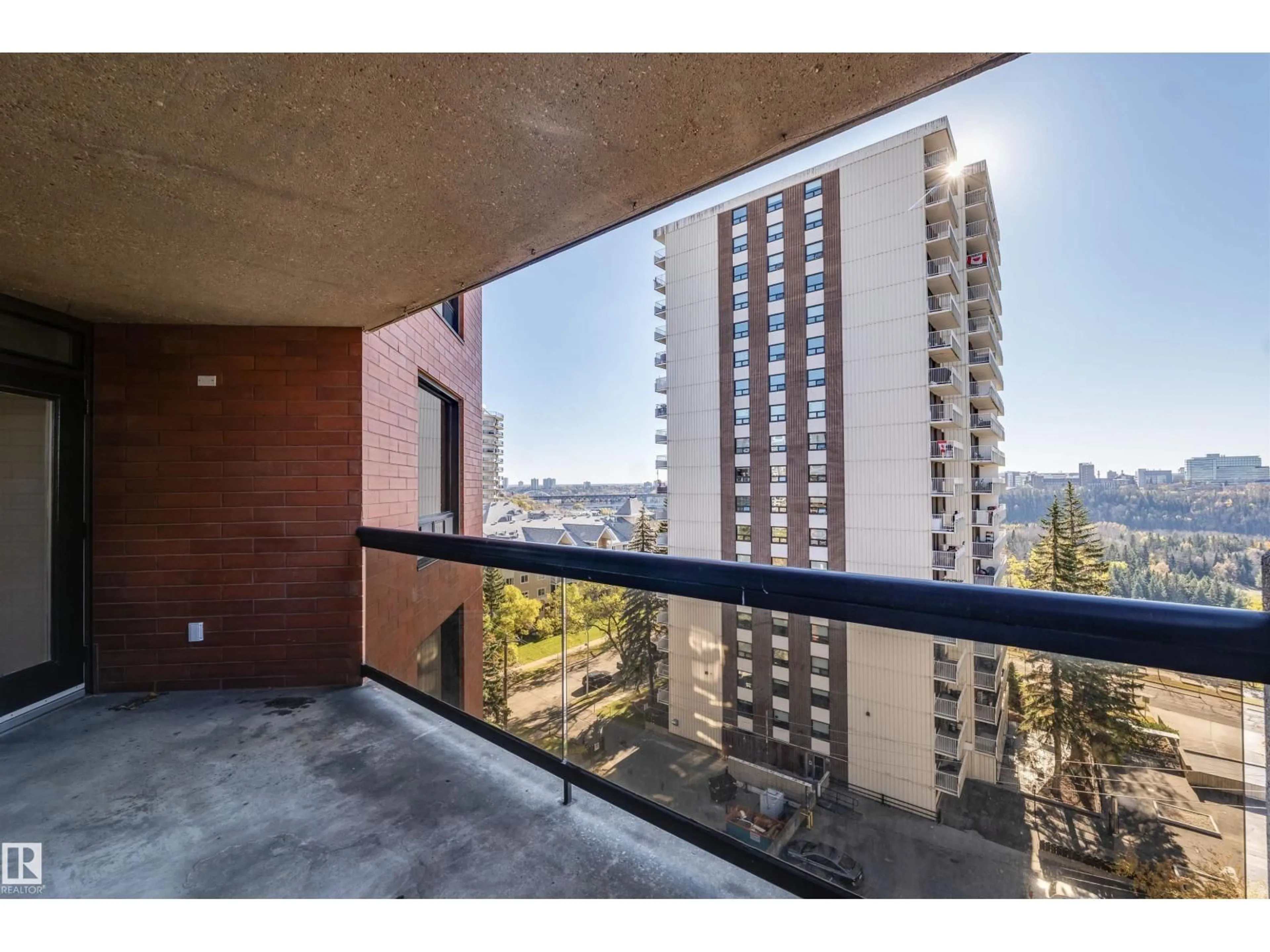 Balcony in the apartment, city buildings view from balcony for 9A - 10050 118 ST, Edmonton Alberta T5K2M8