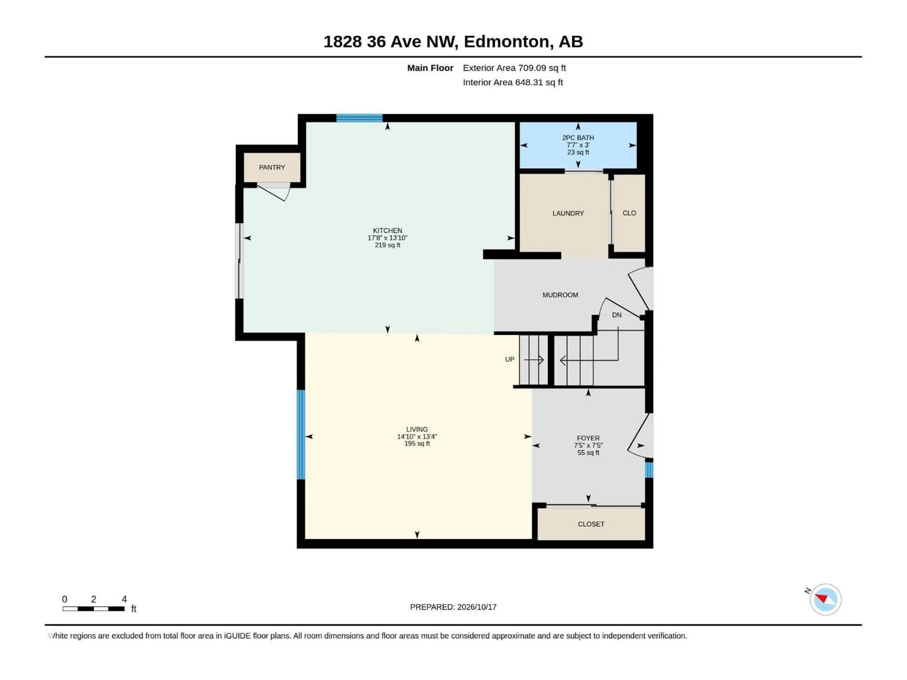 Floor plan for 1828 36 AV, Edmonton Alberta T6T1S8