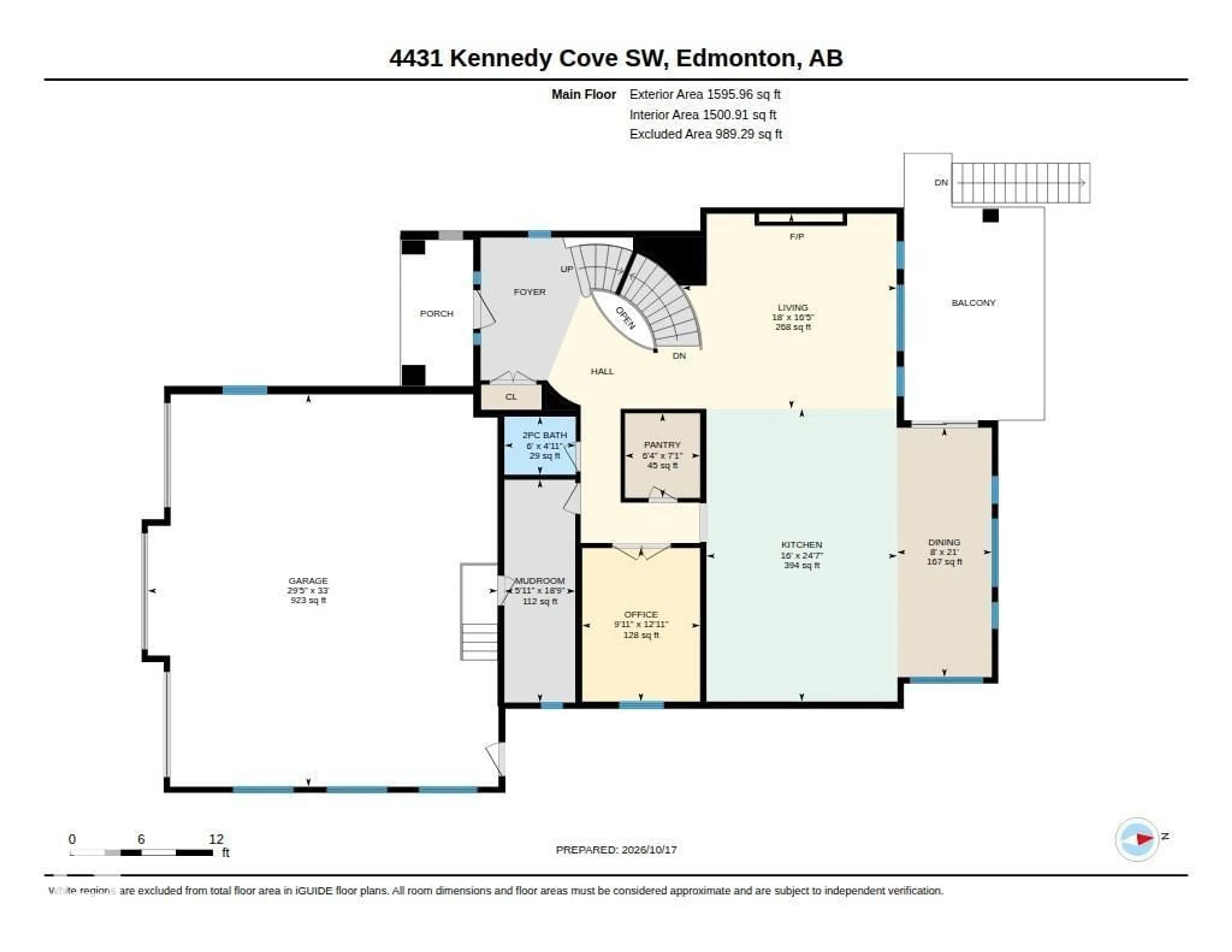 Floor plan for 4431 KENNEDY CV, Edmonton Alberta T6W3B3