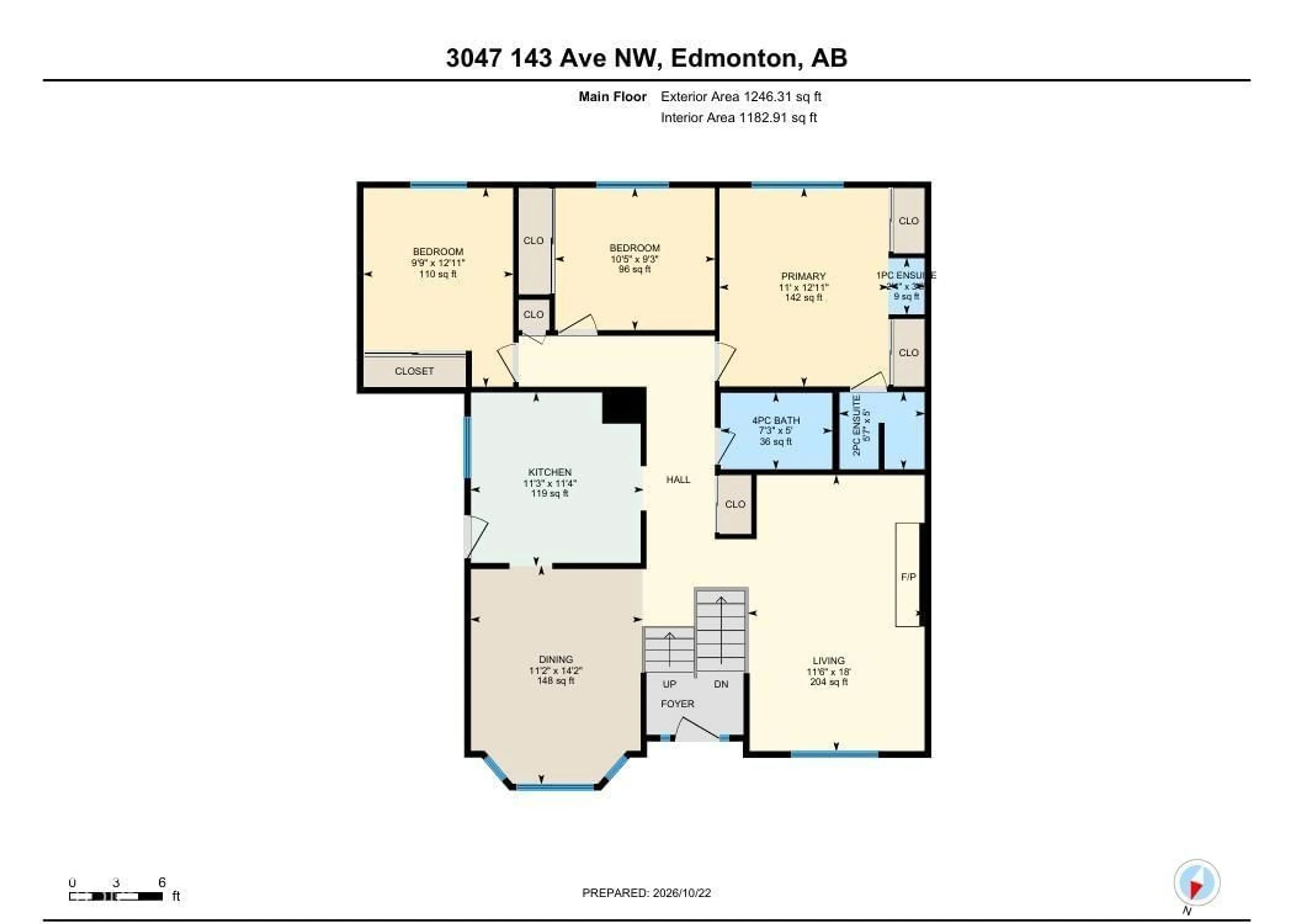 Floor plan for 3047 143 AV, Edmonton Alberta T5Y1M9