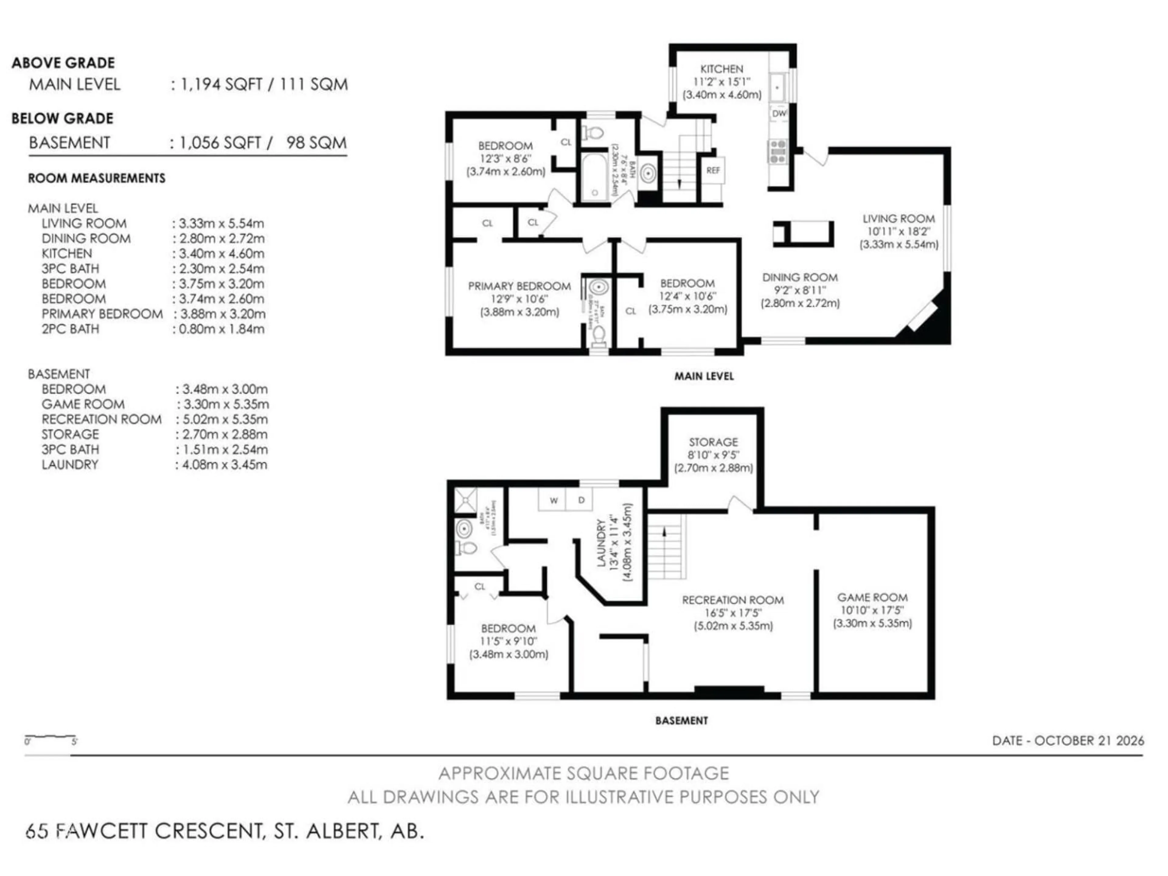 Floor plan for 65 FAWCETT CR, St. Albert Alberta T8N1W3