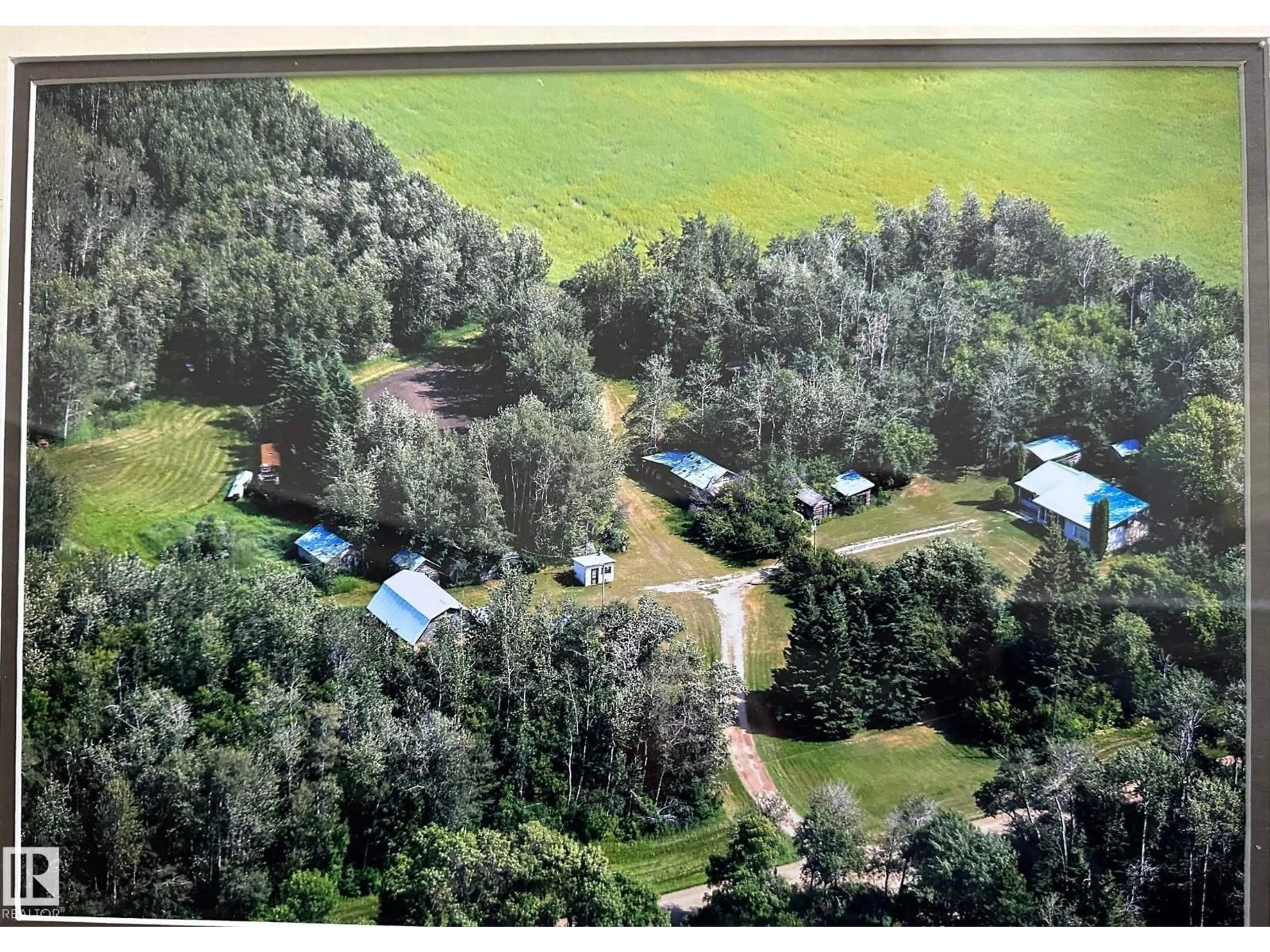 A pic from outside/outdoor area/front of a property/back of a property/a pic from drone, forest/trees view for 554071 RANGE ROAD 183, Rural Lamont County Alberta T0B4B0