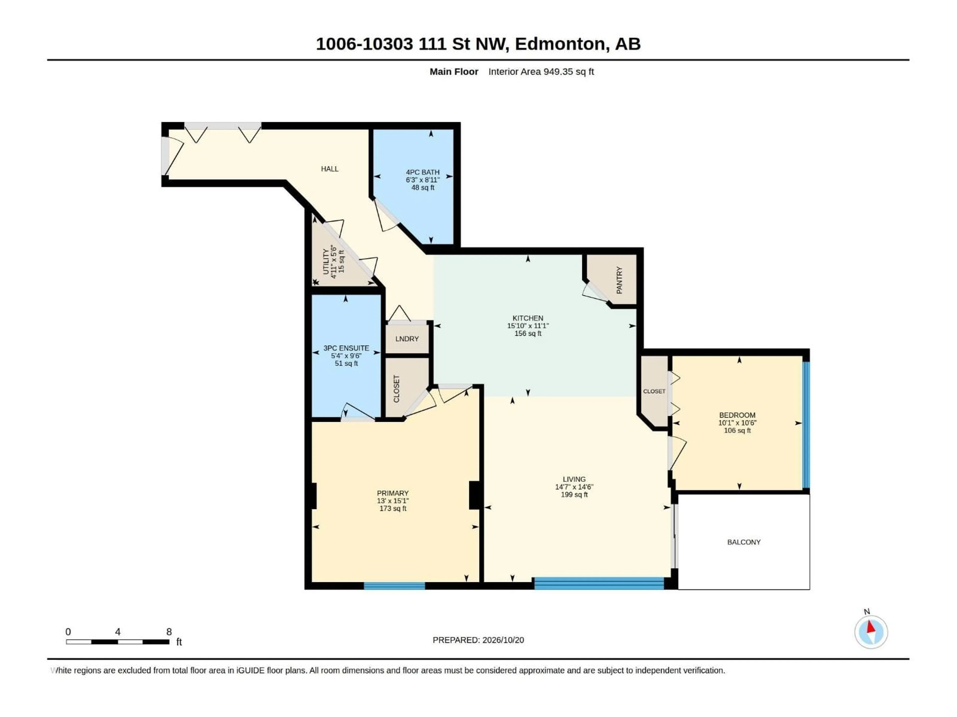 Floor plan for 1006 - 1006 111 ST NW, Edmonton Alberta T5K0C6