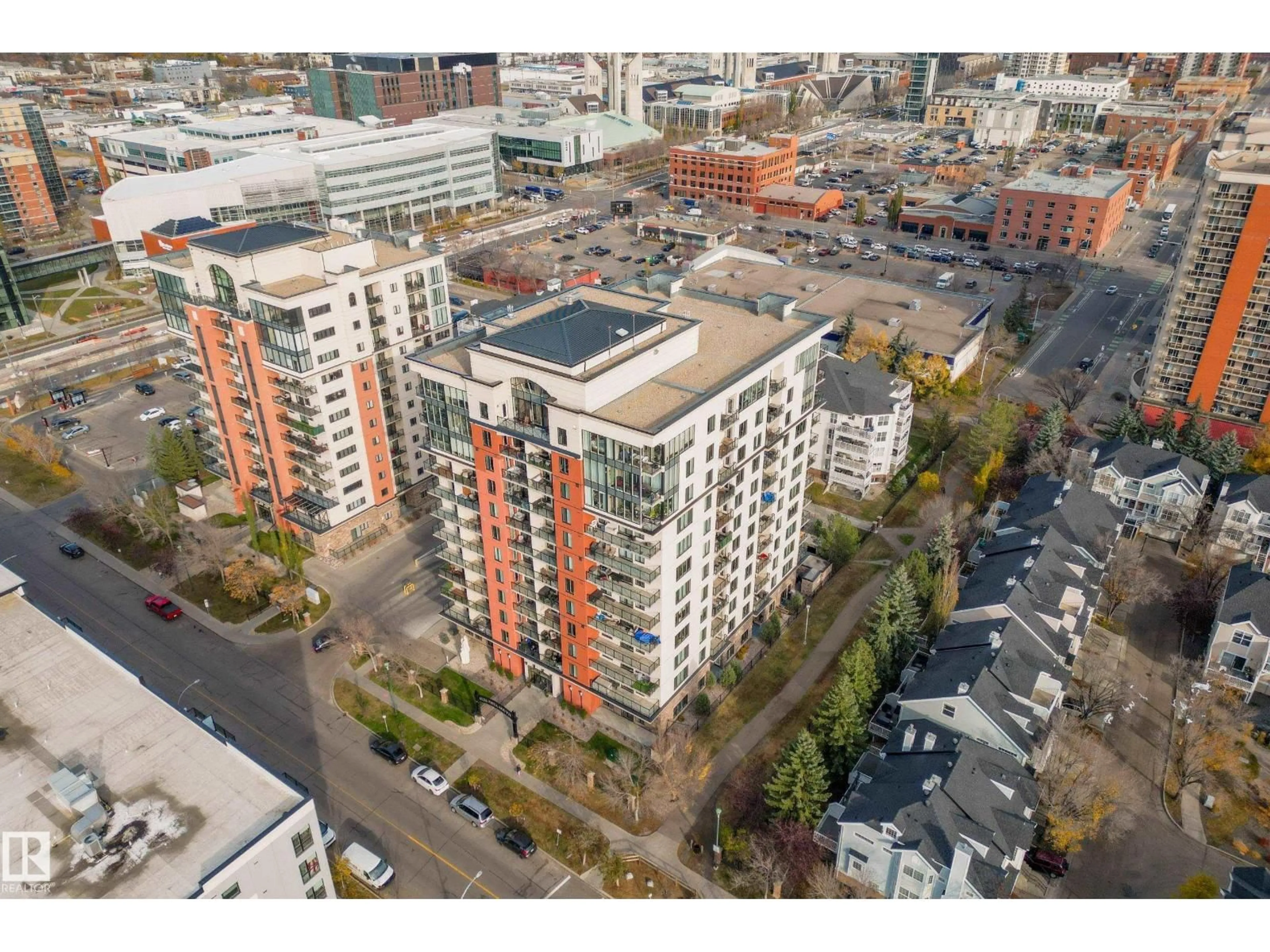 A pic from outside/outdoor area/front of a property/back of a property/a pic from drone, city buildings view from balcony for 1006 - 1006 111 ST NW, Edmonton Alberta T5K0C6