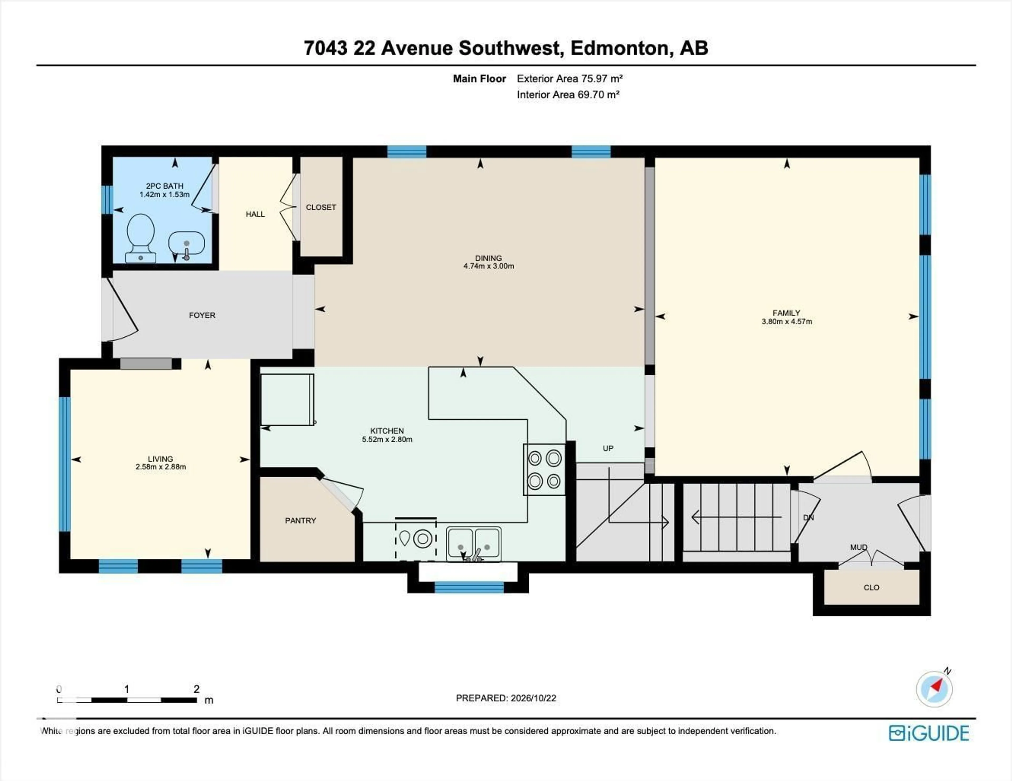 Floor plan for SW - 7043 22 AV, Edmonton Alberta T6X0T8