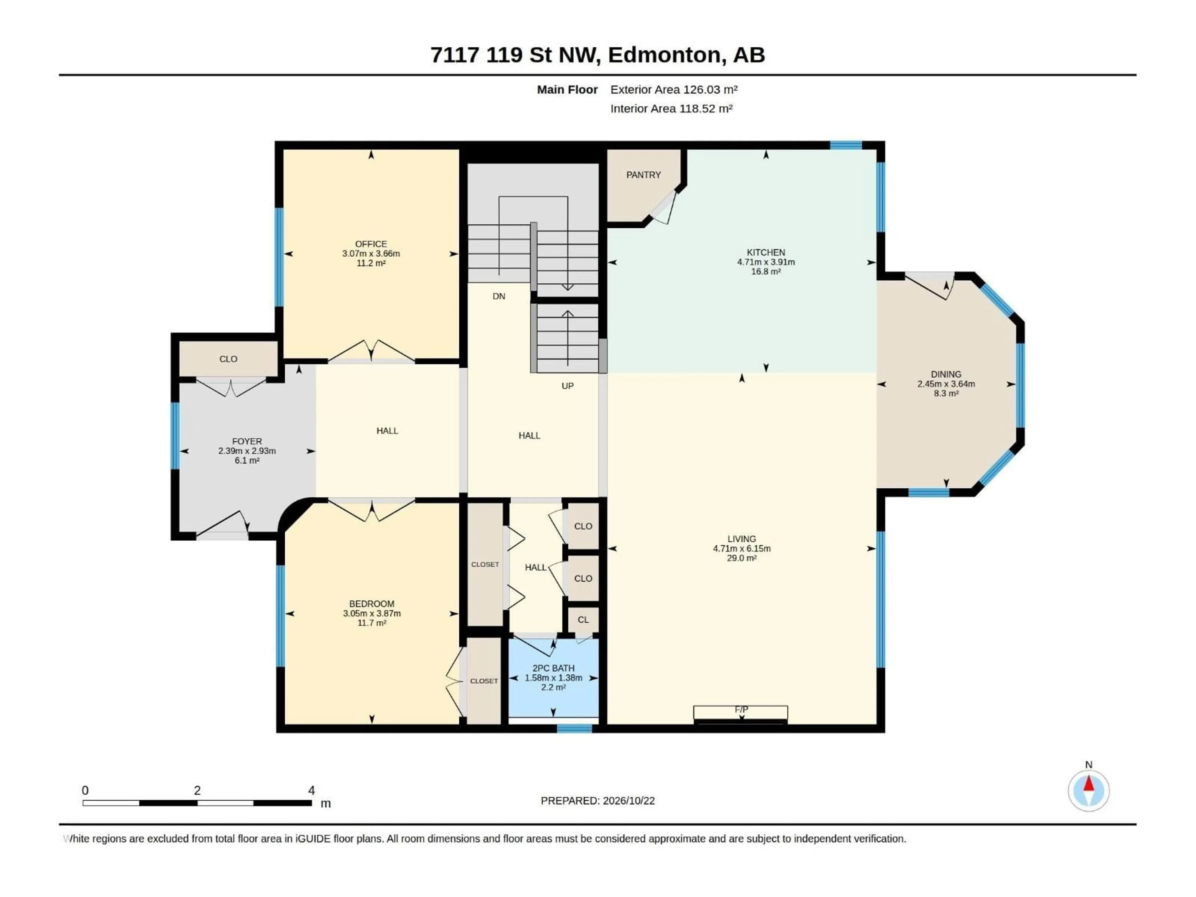 Floor plan for NW - 7117 119 ST, Edmonton Alberta T6G1V7