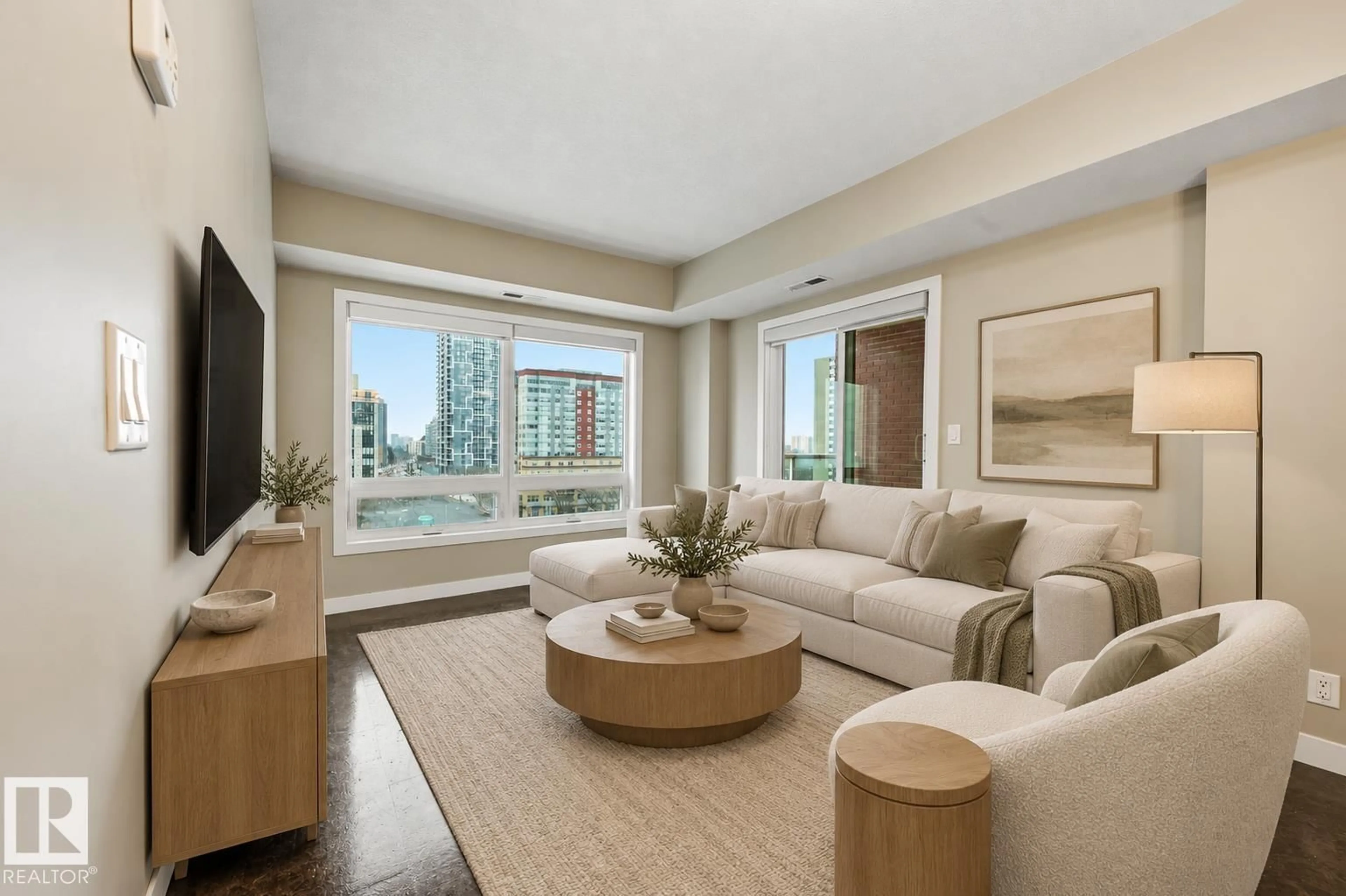 Living room with furniture, unknown for 805 - 10055 118 ST, Edmonton Alberta T5K0C1
