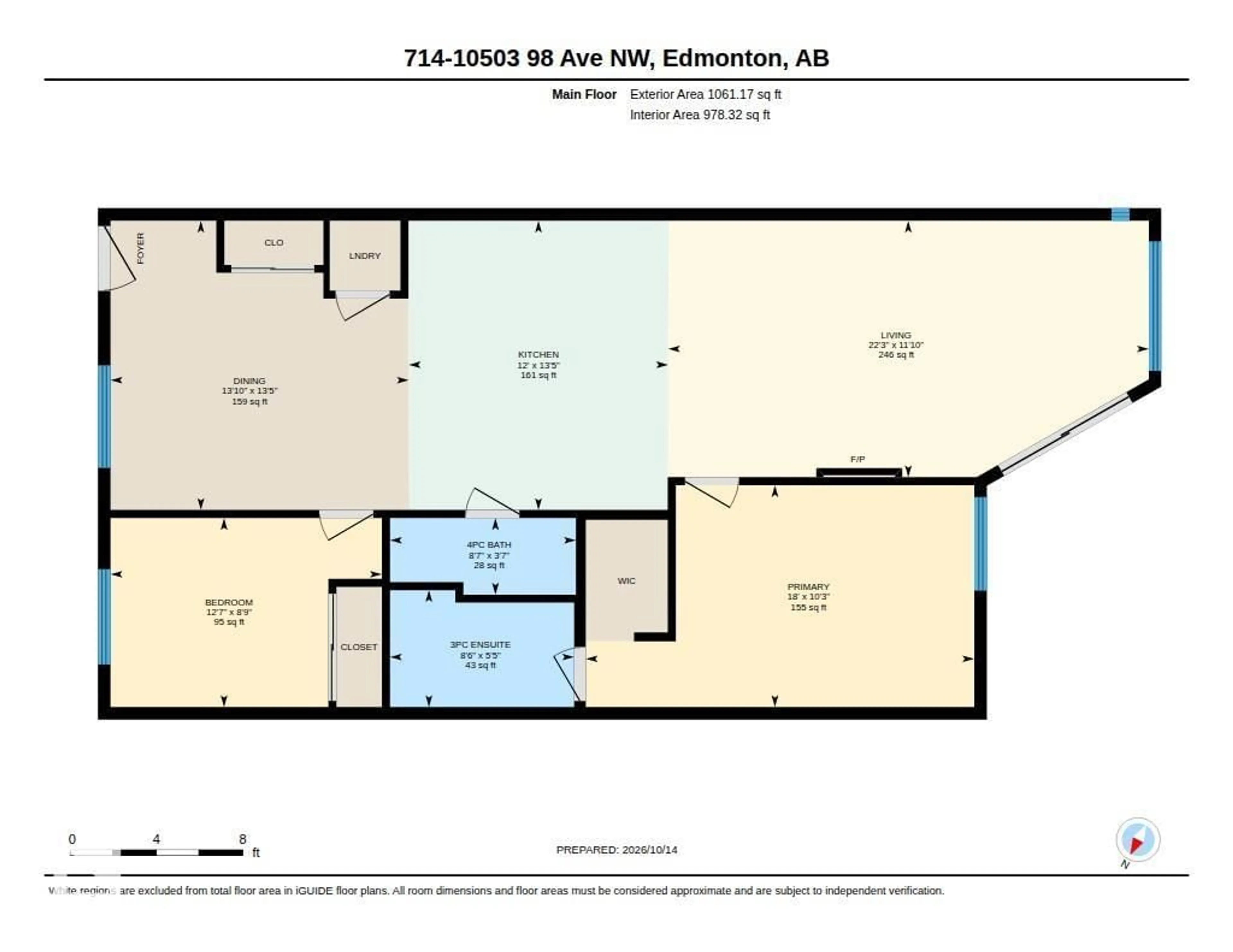 Floor plan for #714 - 10503 98 AV, Edmonton Alberta T5K0B2