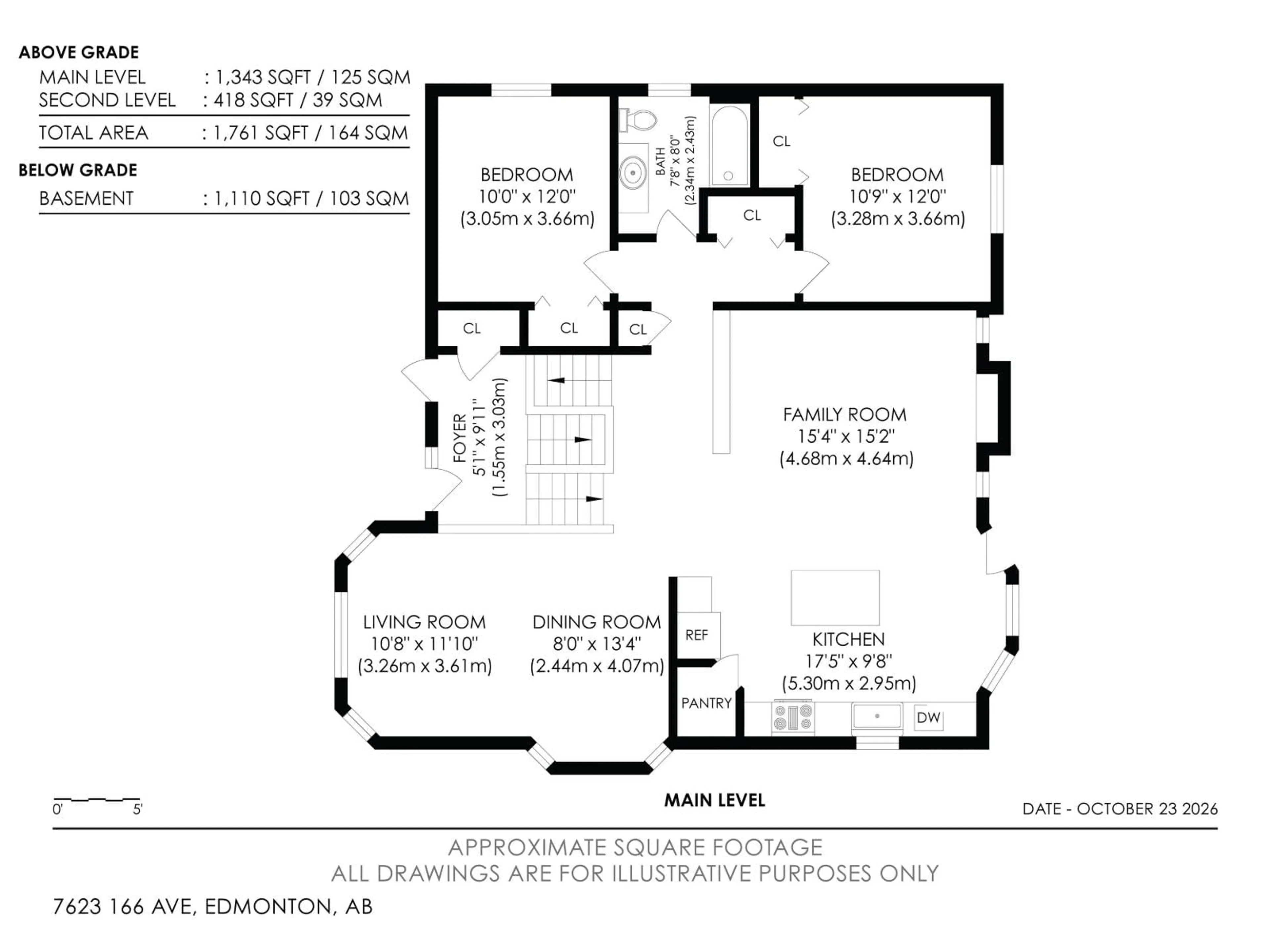 Floor plan for 7623 166 AV, Edmonton Alberta T5Z3V7