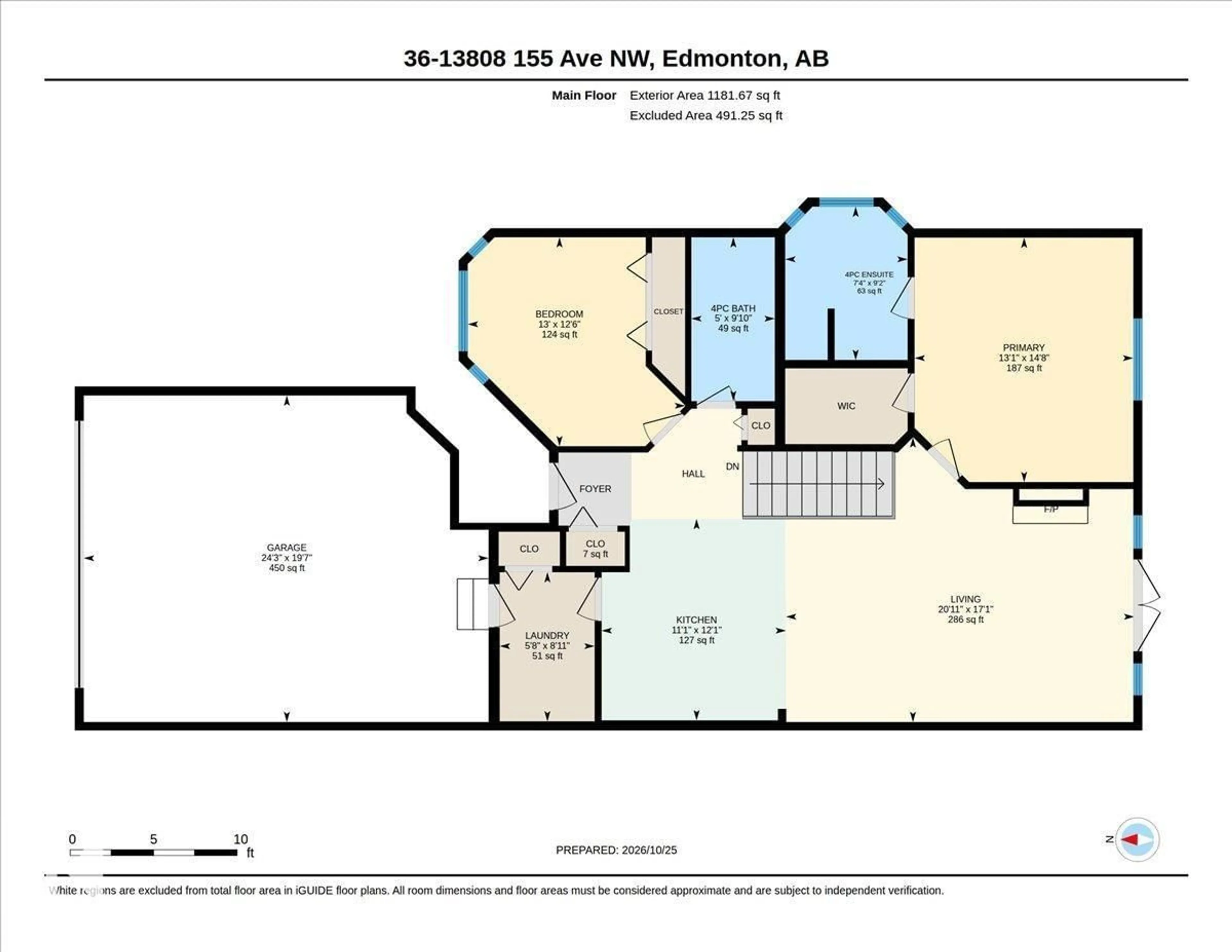 Floor plan for 36 13808 155 AV NW, Edmonton Alberta T6V1T8