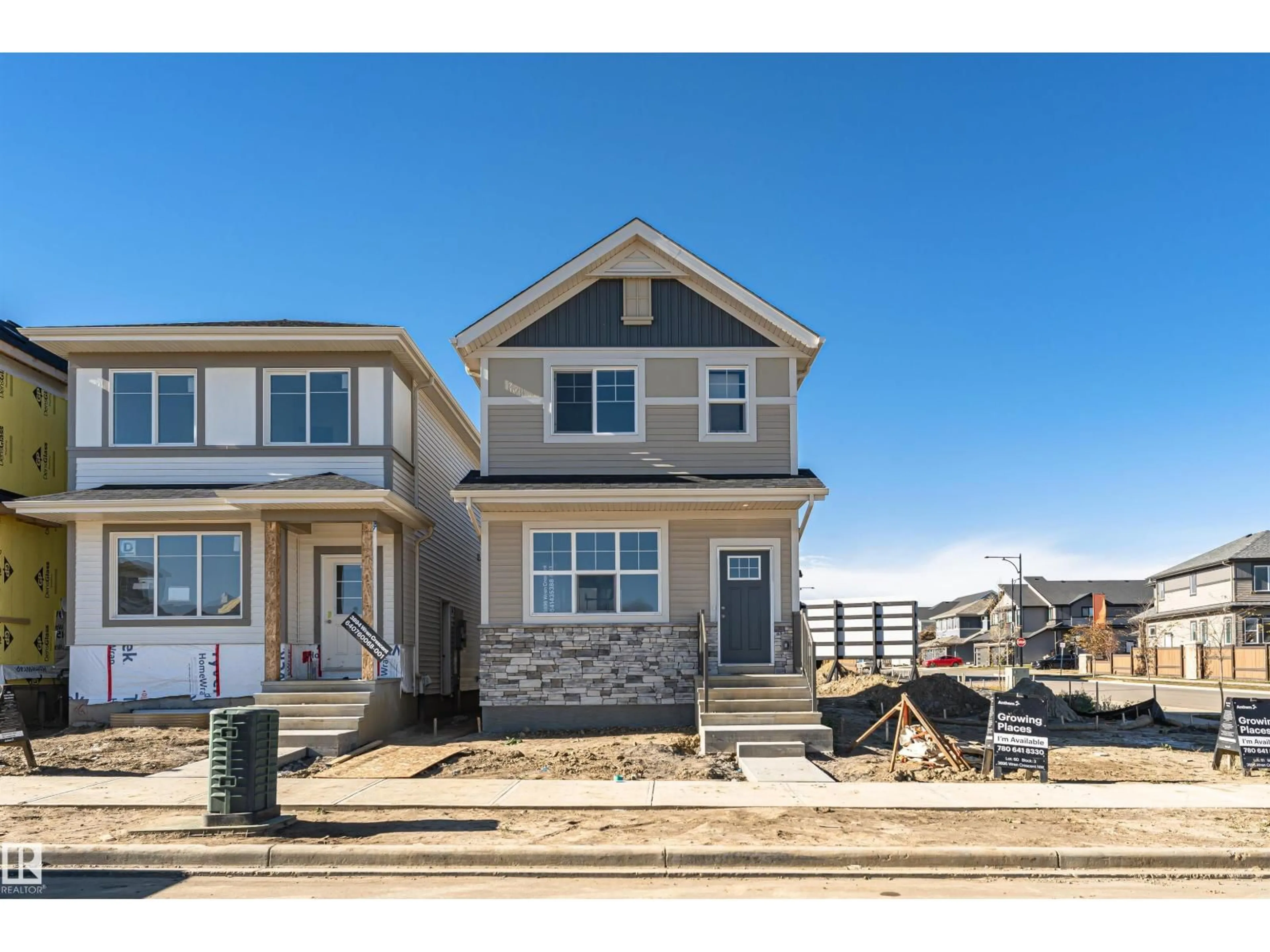 Home with vinyl exterior material, street for NW - 3896 WREN CR, Edmonton Alberta T5S0S9