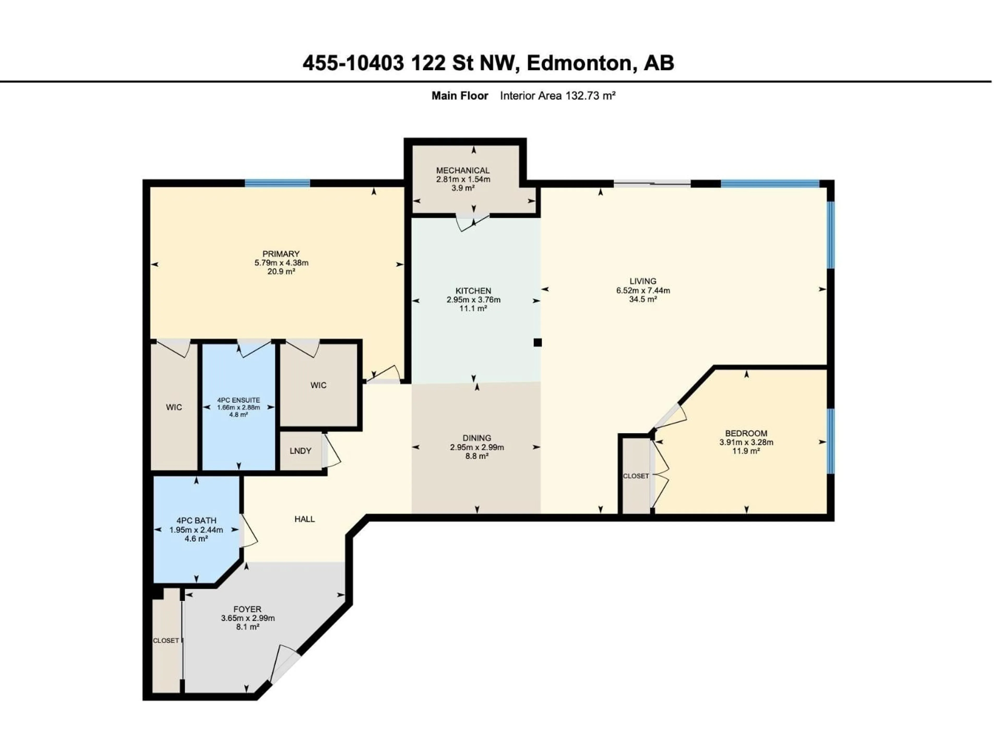 Floor plan for 455 10403 122 ST NW, Edmonton Alberta T5N4C1