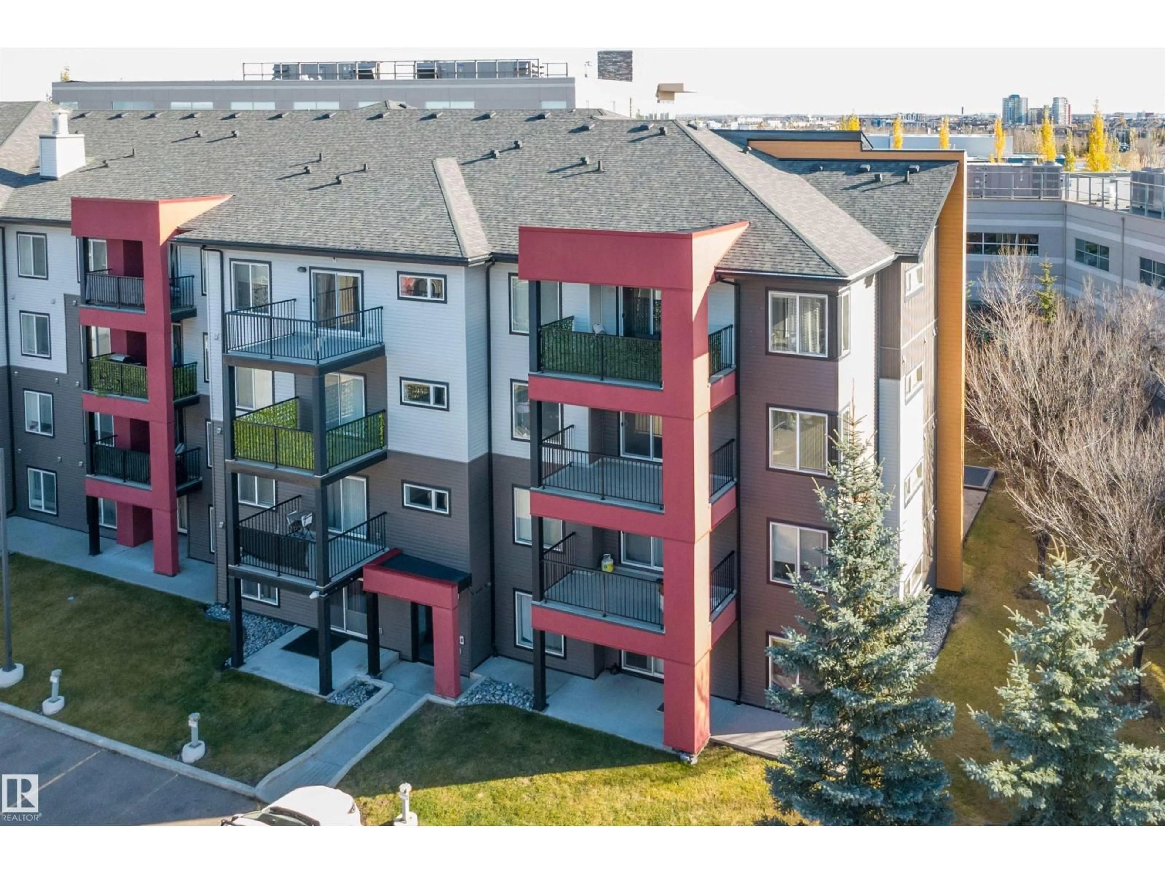 A pic from outside/outdoor area/front of a property/back of a property/a pic from drone, city buildings view from balcony for #317 - 340 WINDERMERE RD, Edmonton Alberta T6W2P2