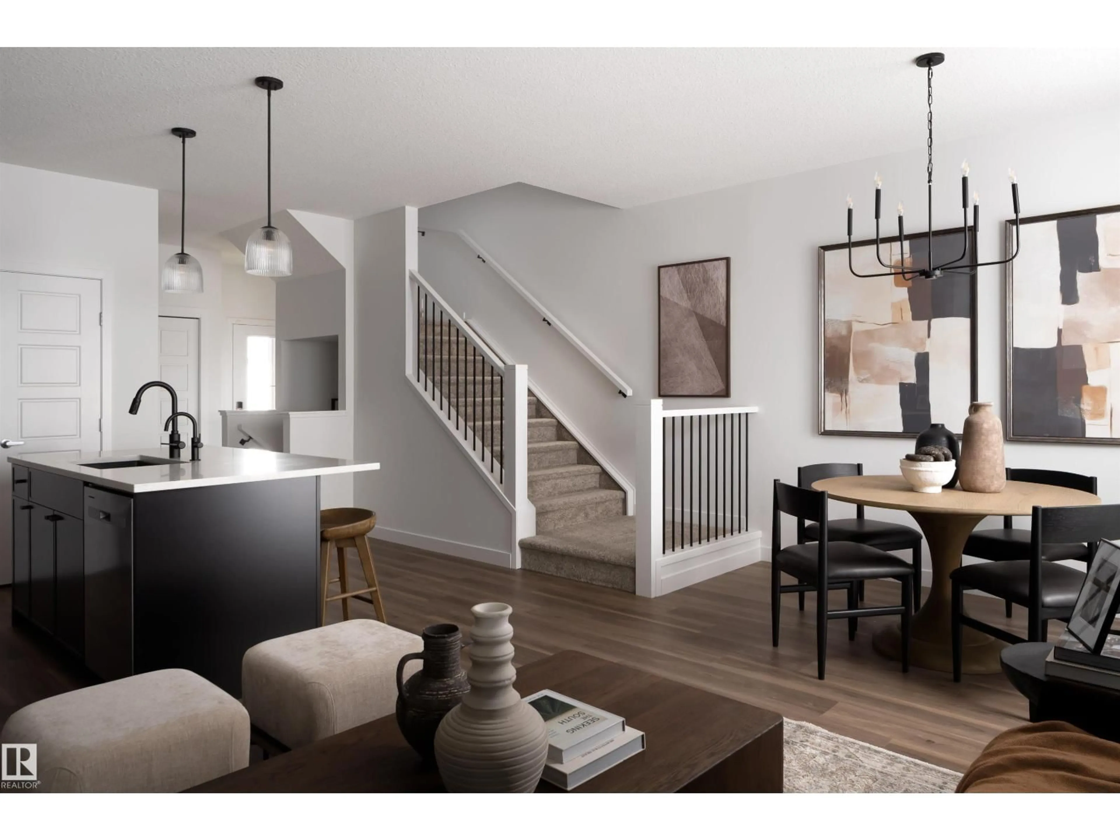 Open concept kitchen, wood/laminate floor for SW - 1038 CRISTALL CR, Edmonton Alberta T6W5S6
