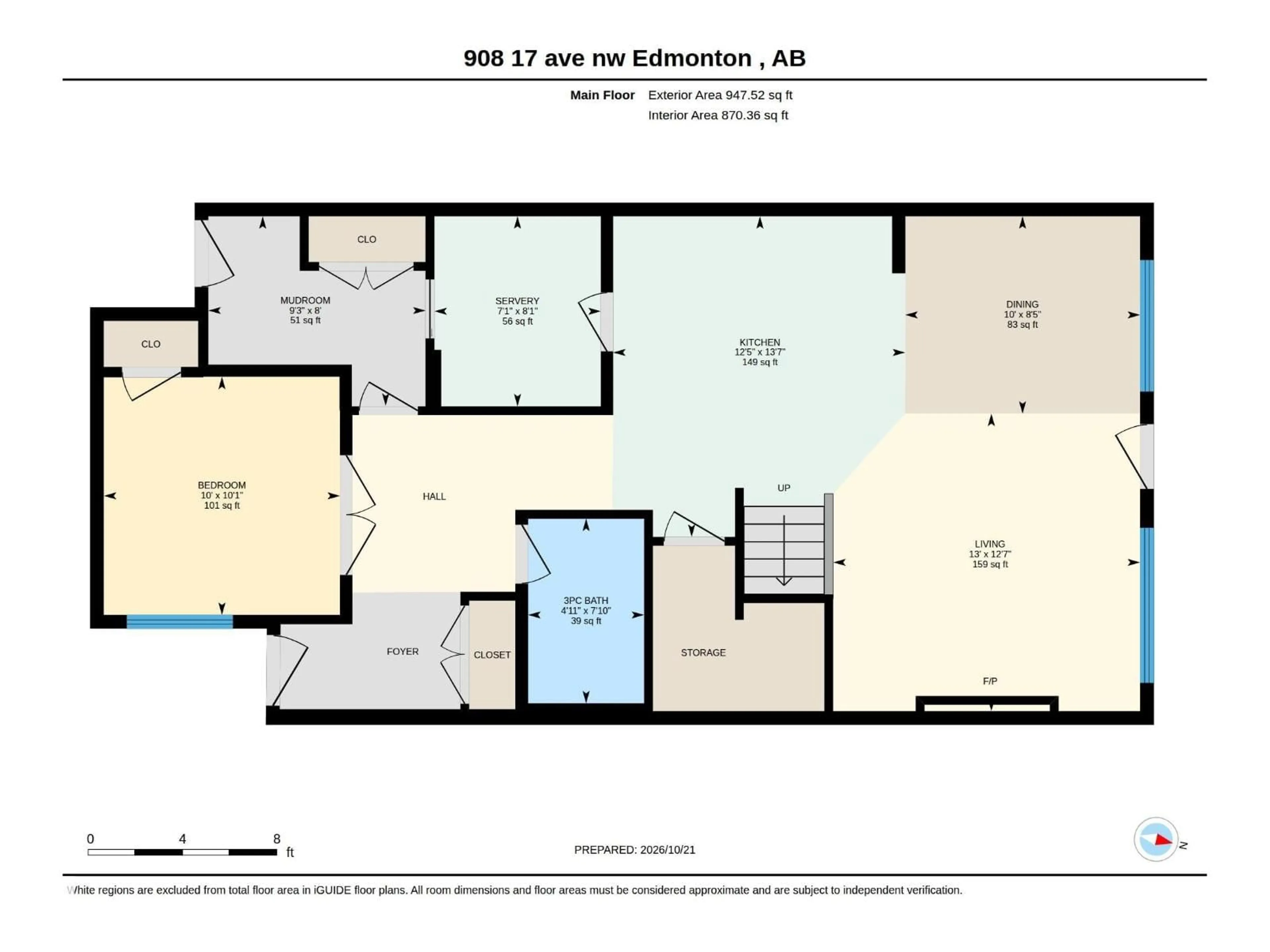 Floor plan for 908 17 AVE NW, Edmonton Alberta T6T2X8