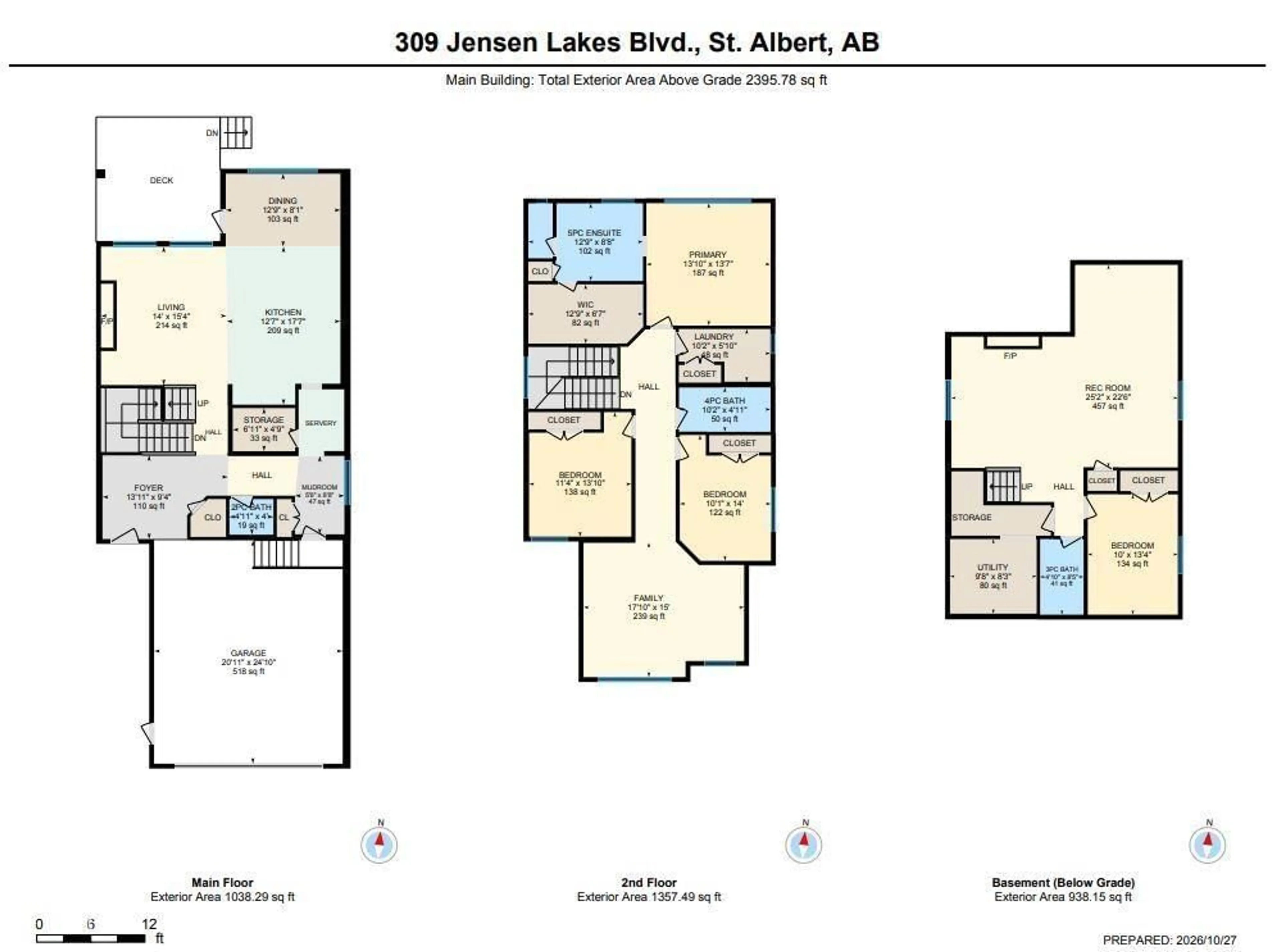 Floor plan for 309 JENSEN LAKES BV, St. Albert Alberta T8N7Z4