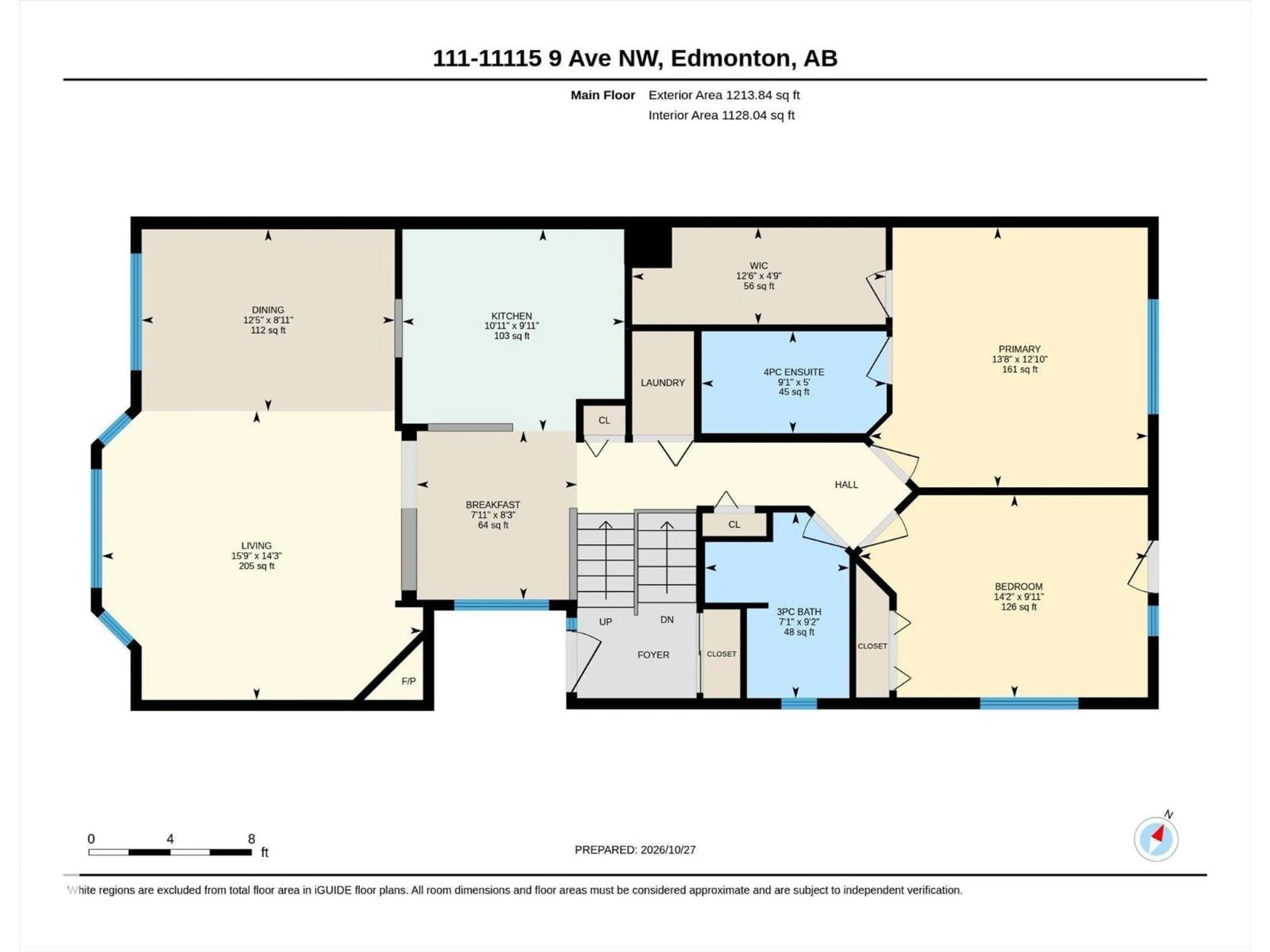Floor plan for 111 - 111 11115 9 AVE AVE, Edmonton Alberta T6J6Z1
