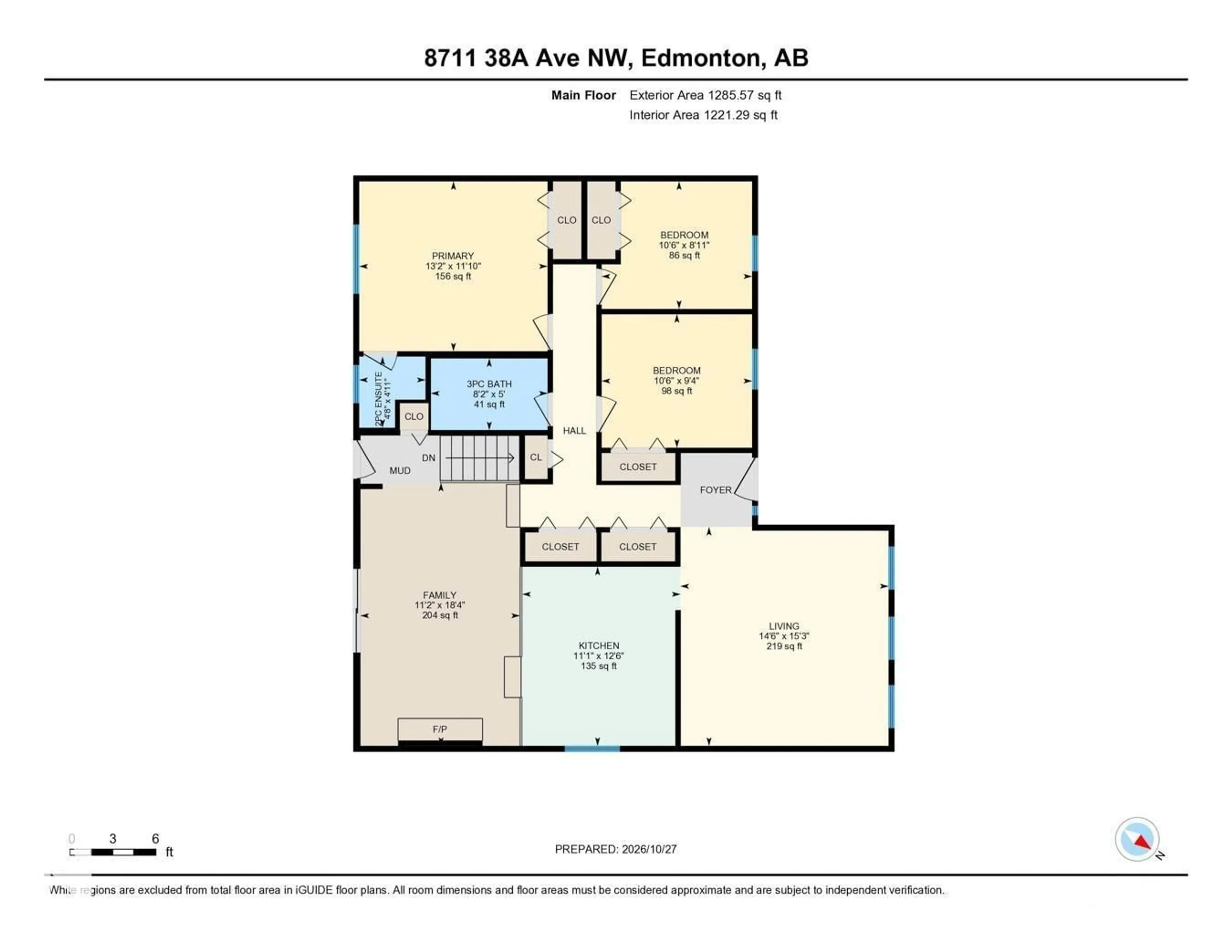 Floor plan for NW - 8711 38A AV, Edmonton Alberta T6K0E7