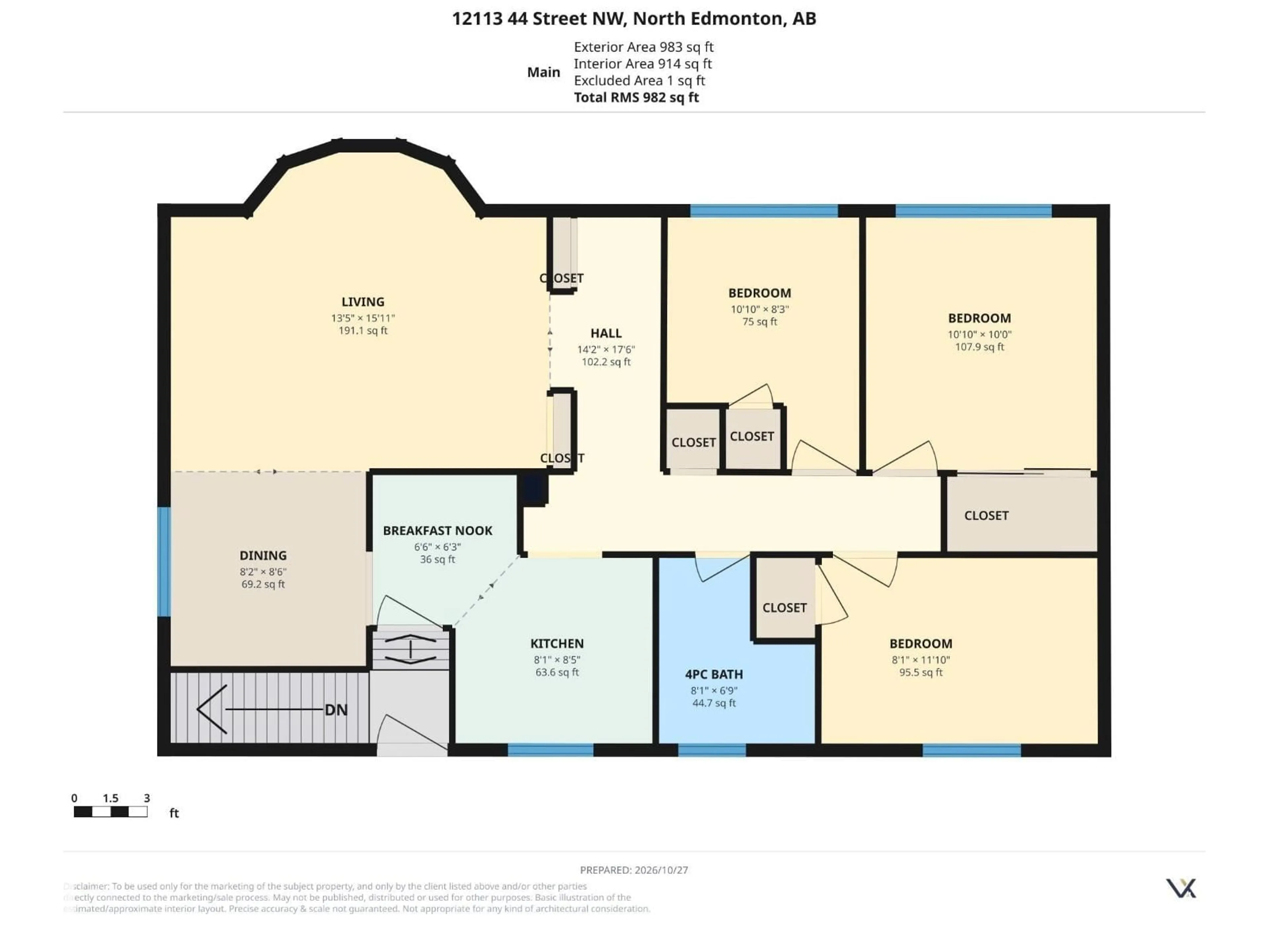 Floor plan for 12113 44 ST, Edmonton Alberta T5W2T2