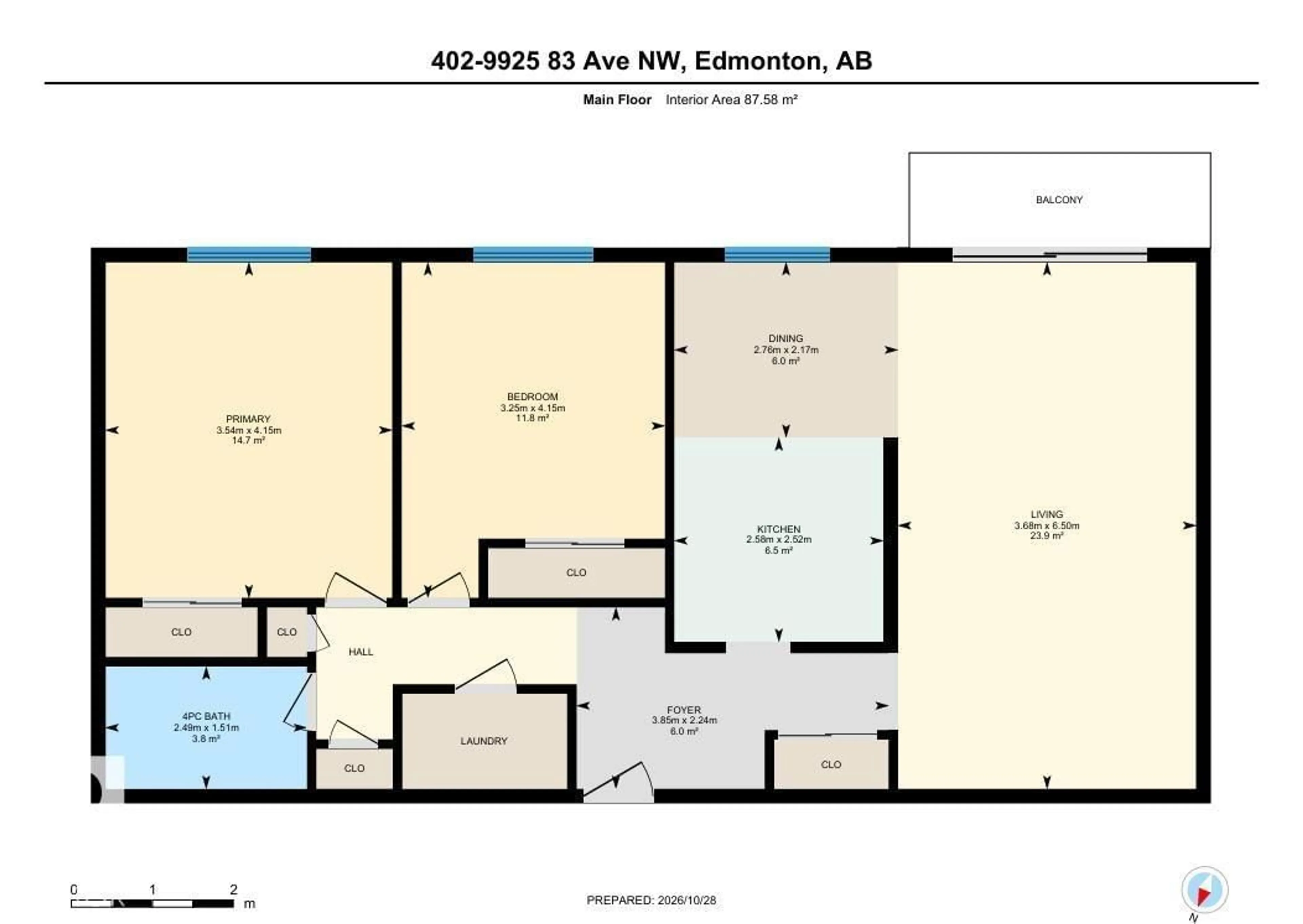 Floor plan for #402 - 9925 83 AV, Edmonton Alberta T6E2B9