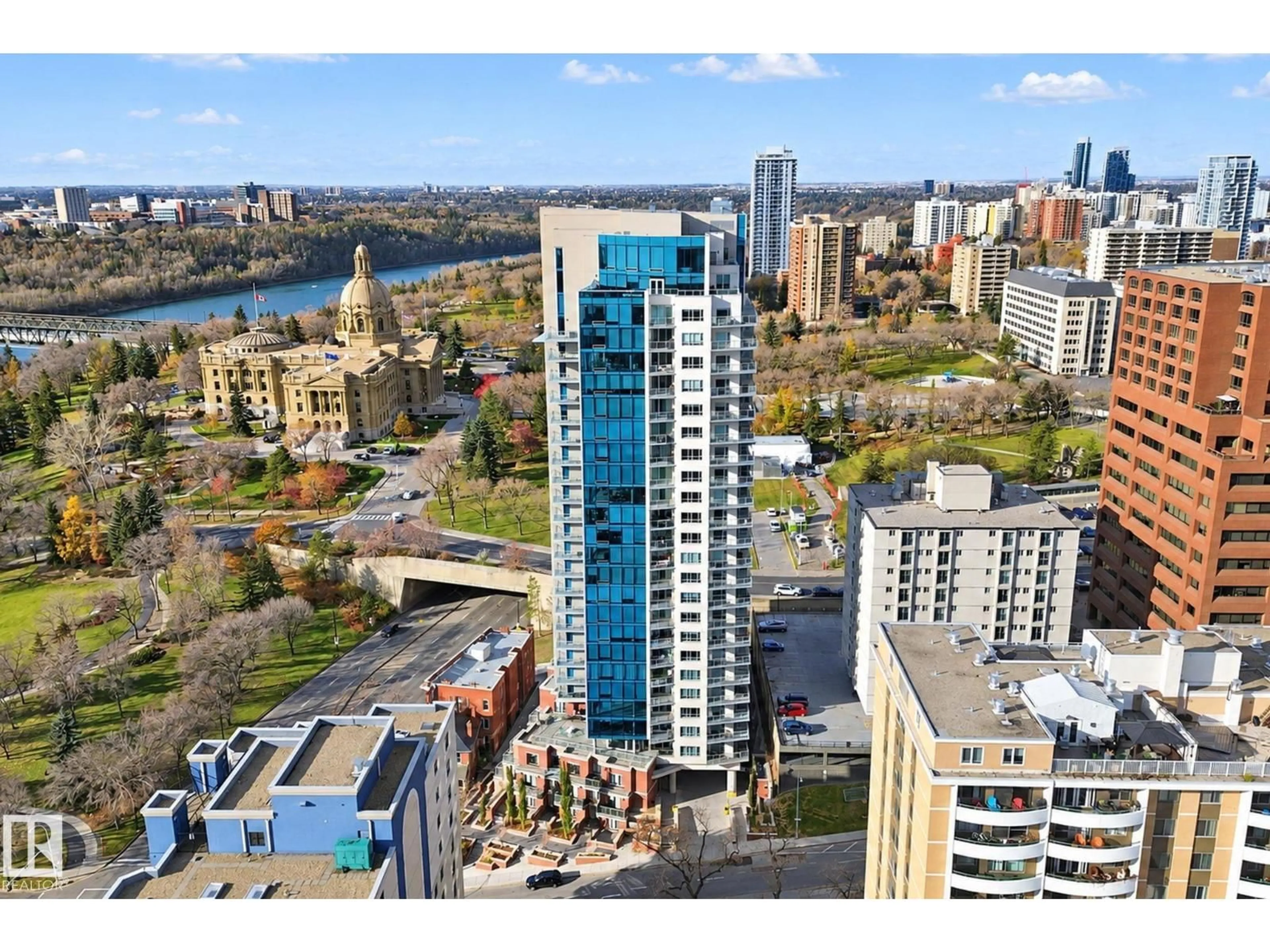 A pic from outside/outdoor area/front of a property/back of a property/a pic from drone, city buildings view from balcony for 1502 106 ST, Edmonton Alberta T5K0K8