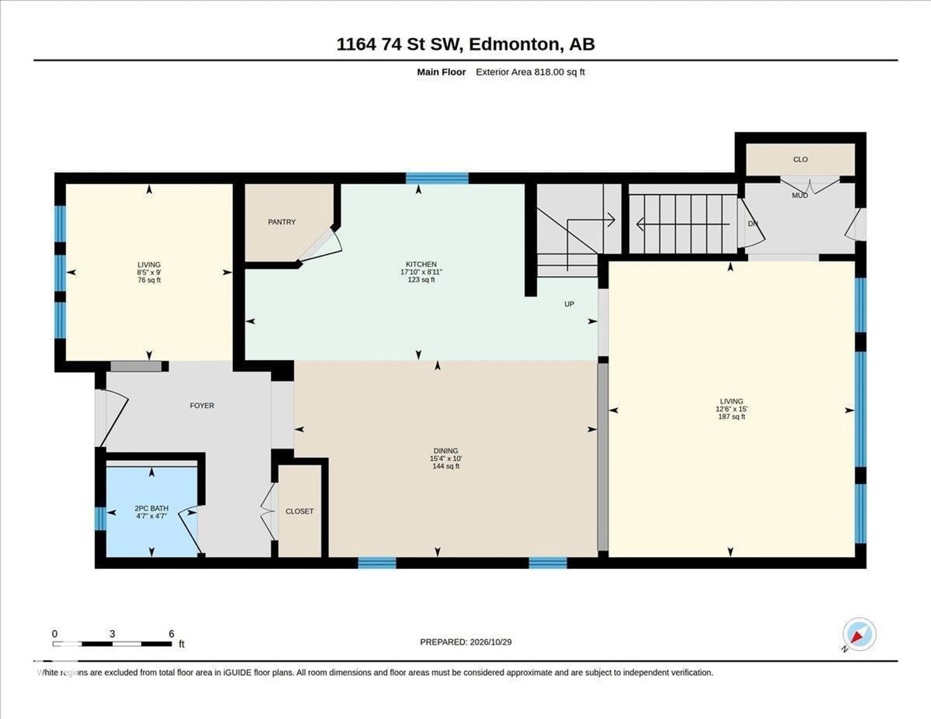 Floor plan for 1164 74 ST, Edmonton Alberta T6X0N7