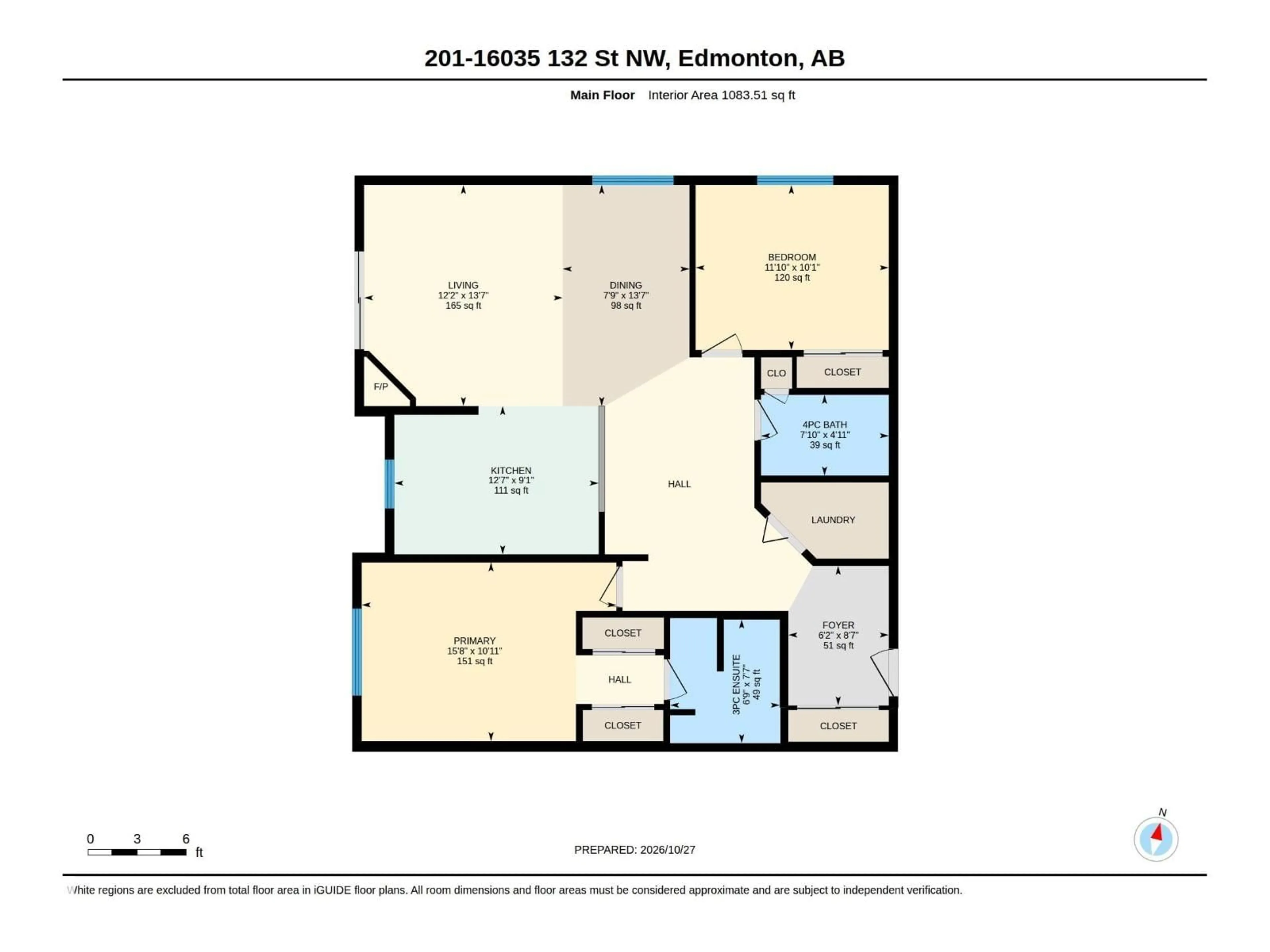 Floor plan for #201 - 16035 132 ST, Edmonton Alberta T6V0B4