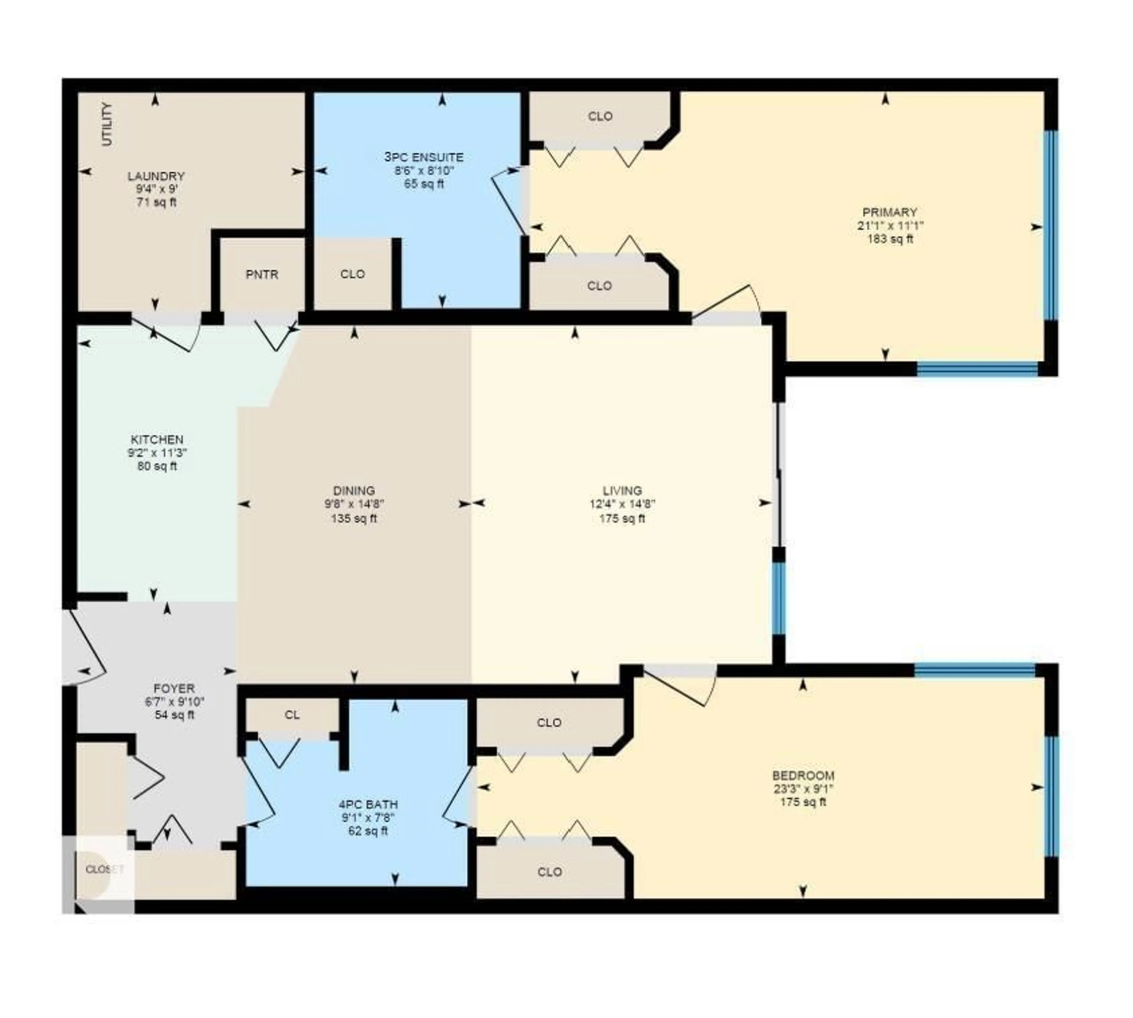 Floor plan for #216 - 7510 89 ST, Edmonton Alberta T6C0X5