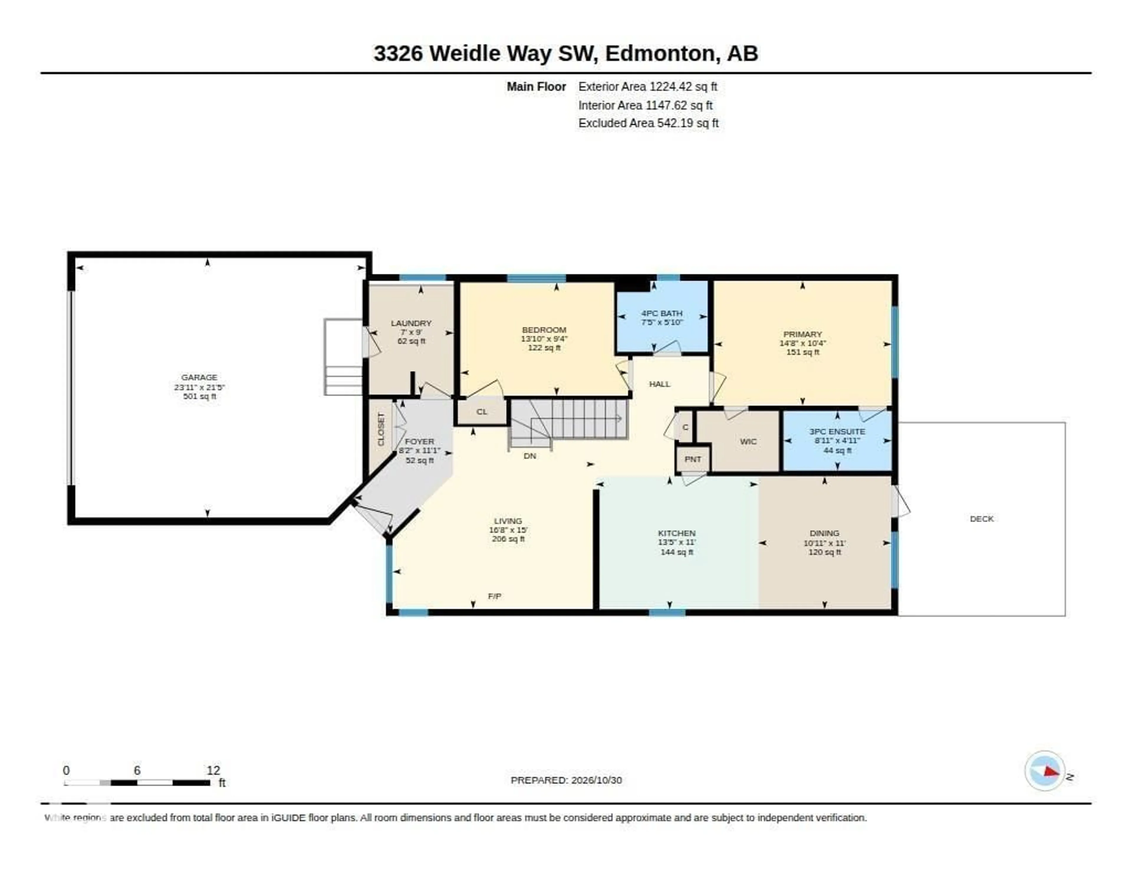 Floor plan for 3326 WEIDLE WY, Edmonton Alberta T6X1T1