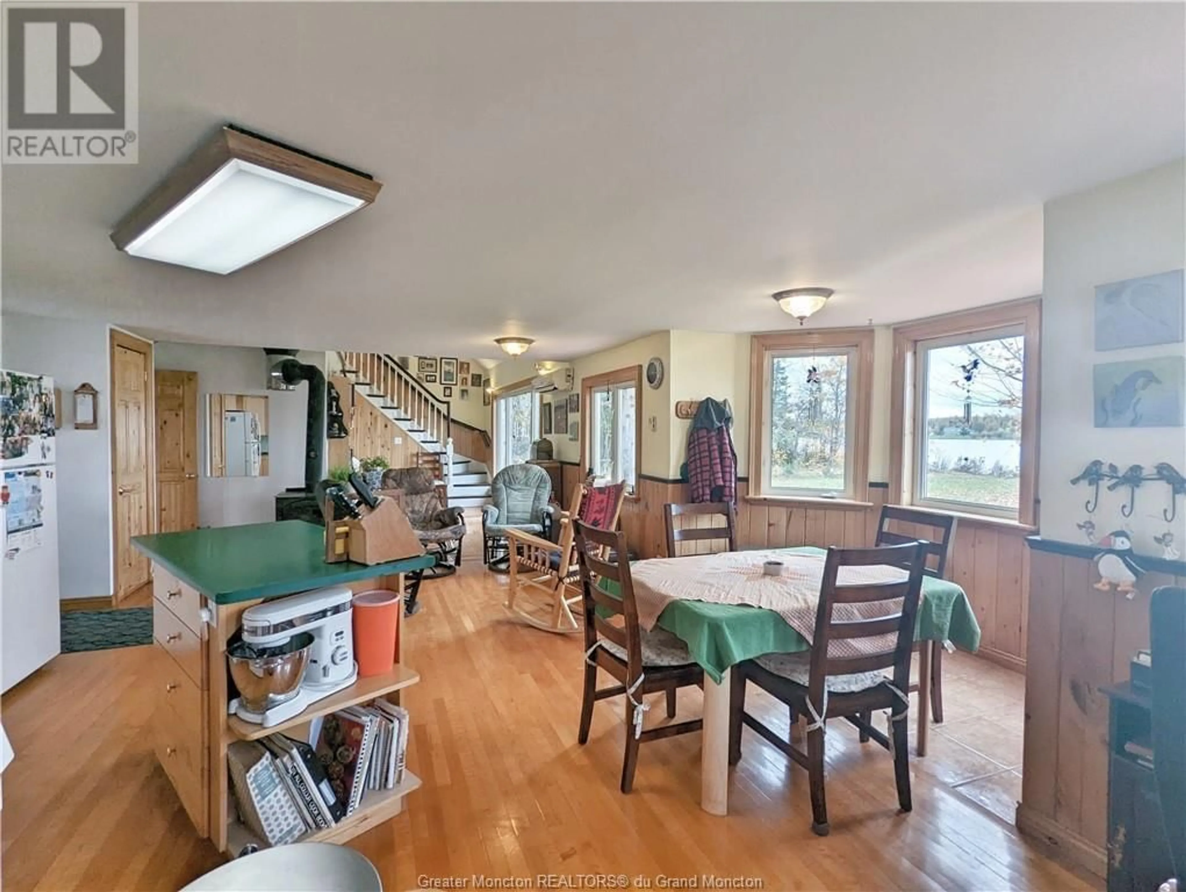 Dining room, wood floors, cottage for 1828 Cowans Creek, Landry Office New Brunswick E8S1G5