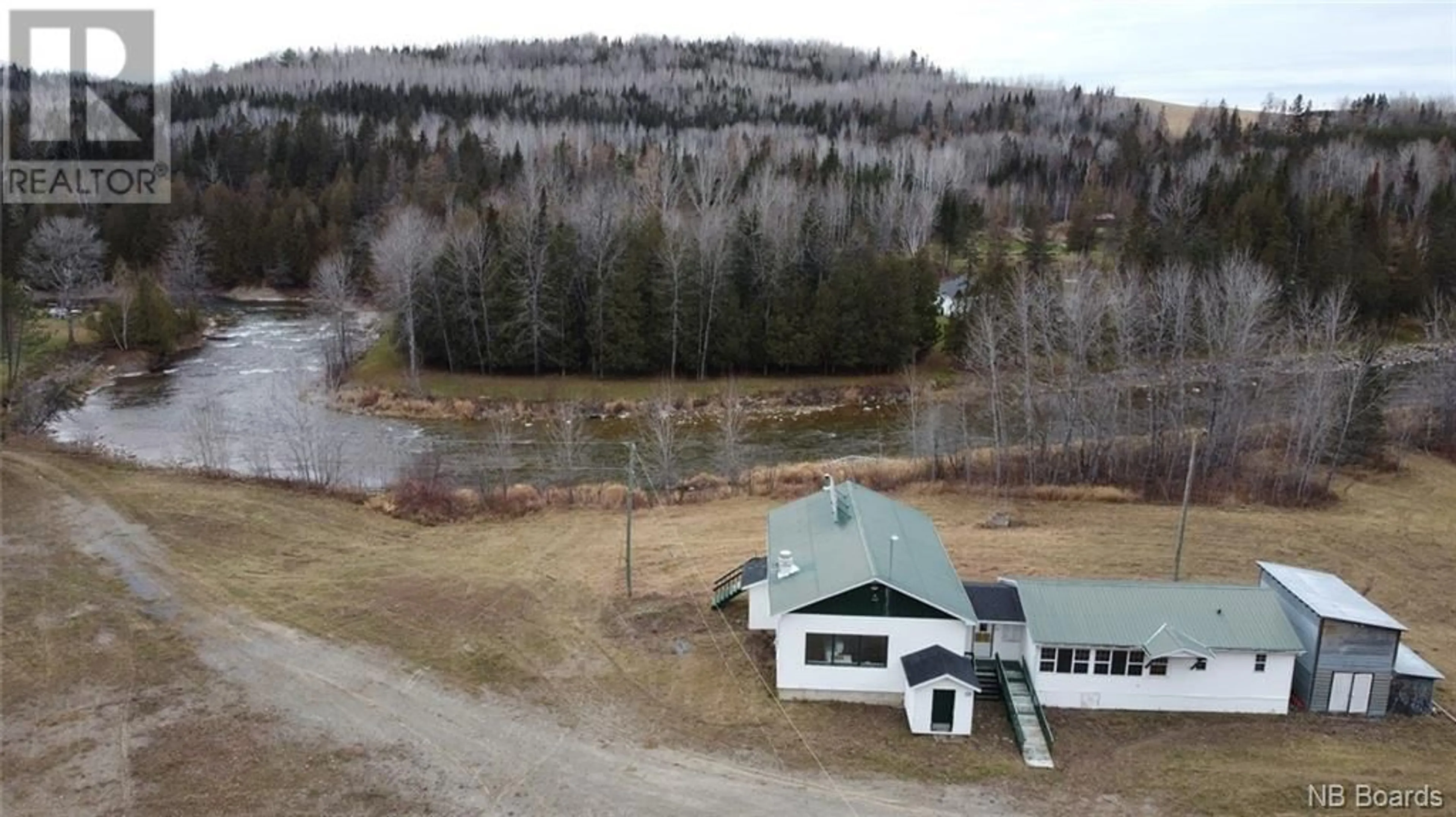 A pic from outside/outdoor area/front of a property/back of a property/a pic from drone, mountain view for 118 MILL HILL ROAD, New Denmark New Brunswick E7G2J4