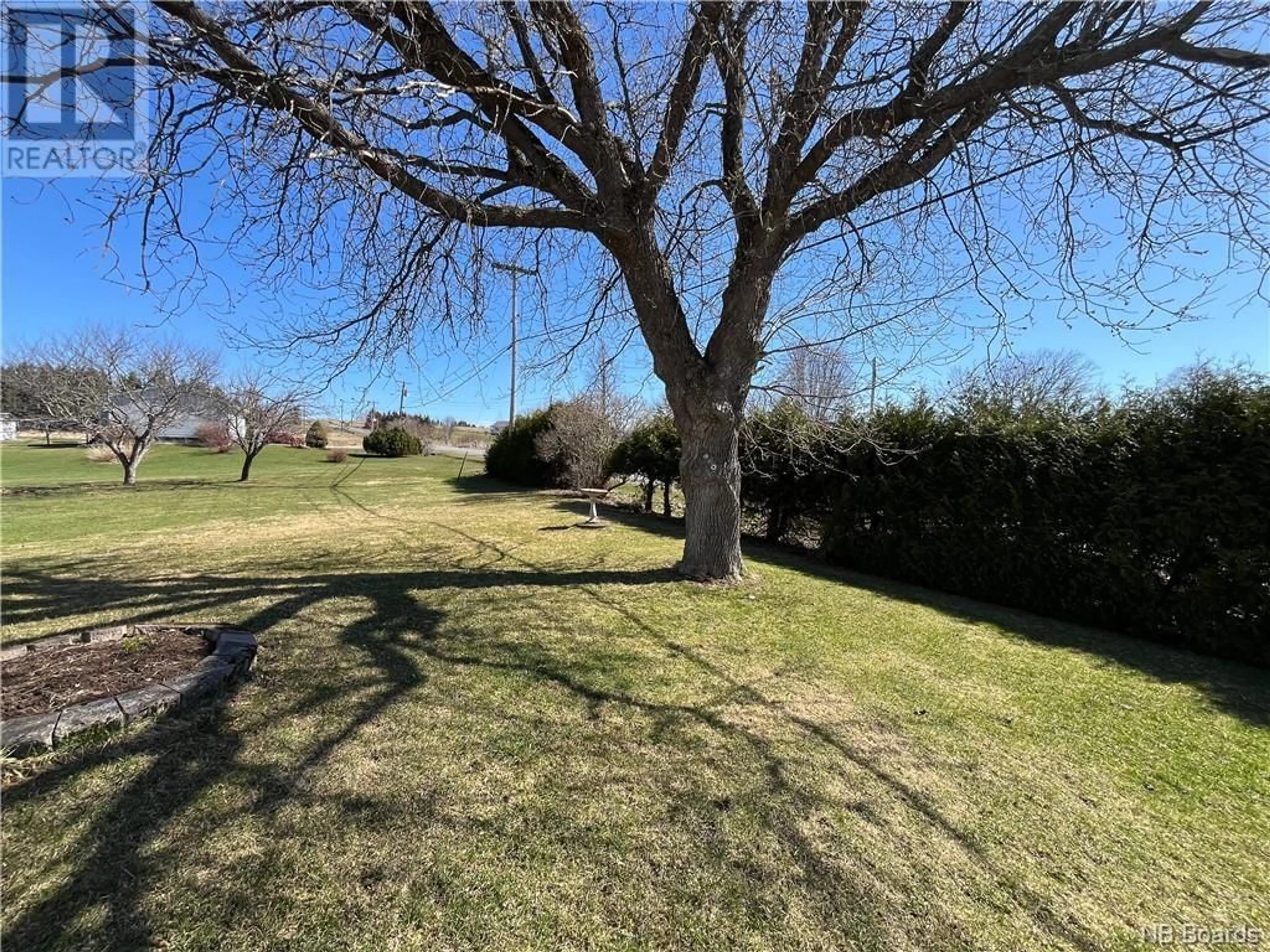 A pic from exterior of the house or condo, the fenced backyard for 15 McElroy Road, Beechwood New Brunswick E7J1Y8