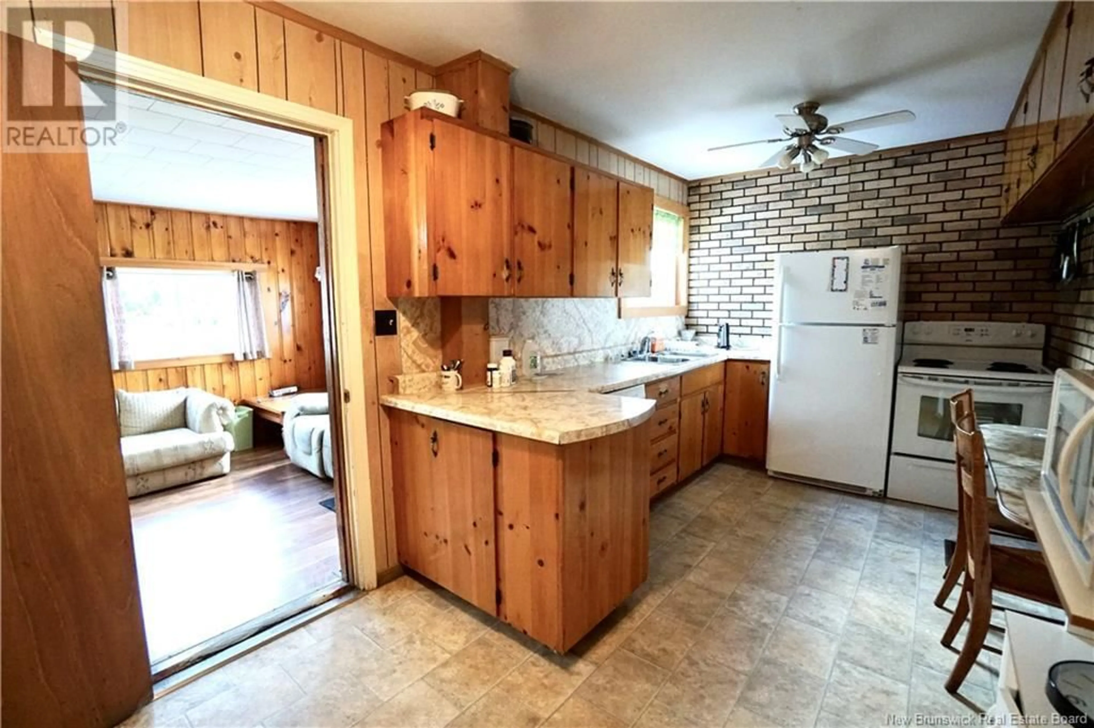 Kitchen, wood floors, cottage for 55 Elm Park, St. Stephen New Brunswick E3L2W7