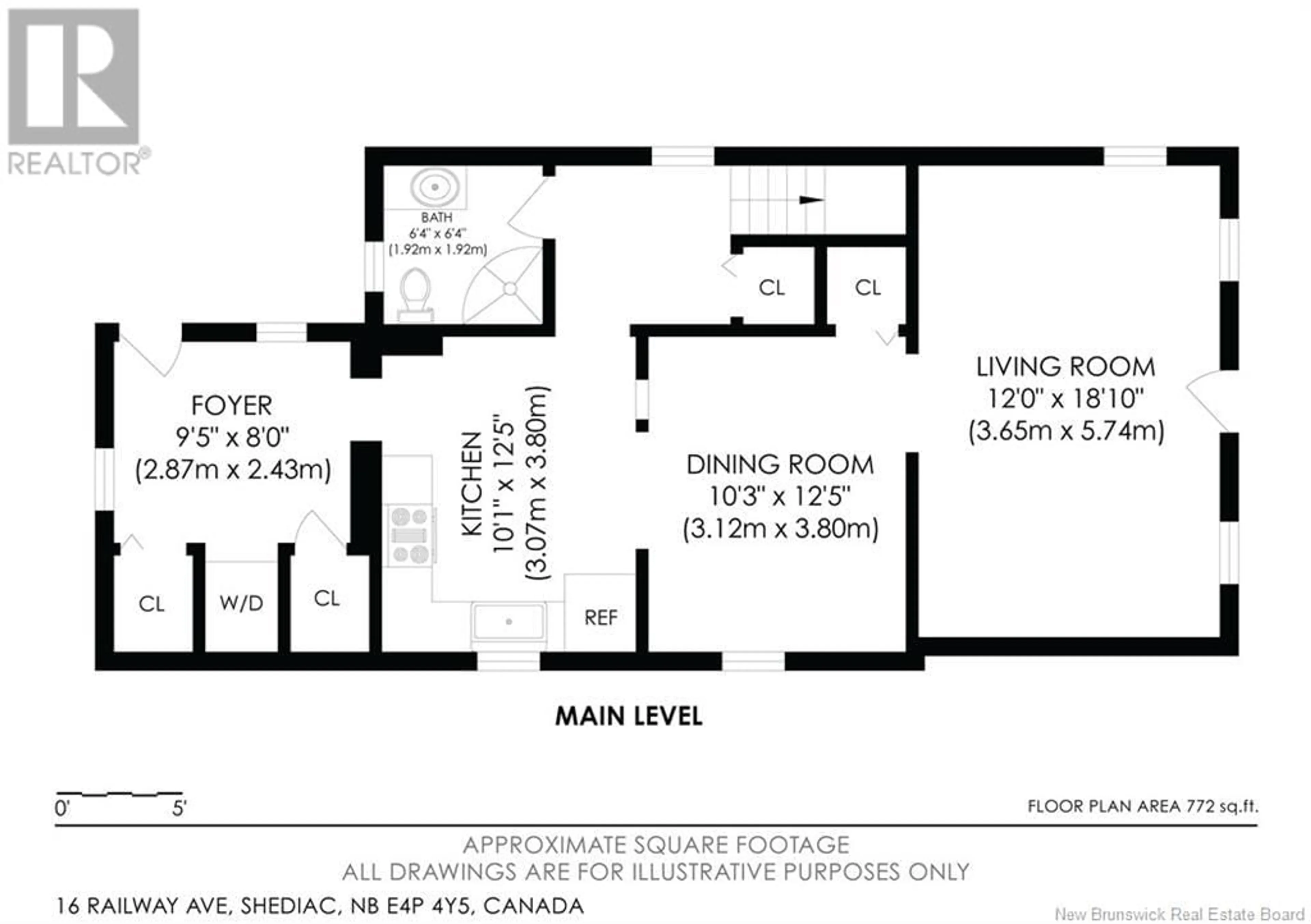 Floor plan for 16 Railway Avenue, Pointe-Du-Chêne New Brunswick E4P4Y5