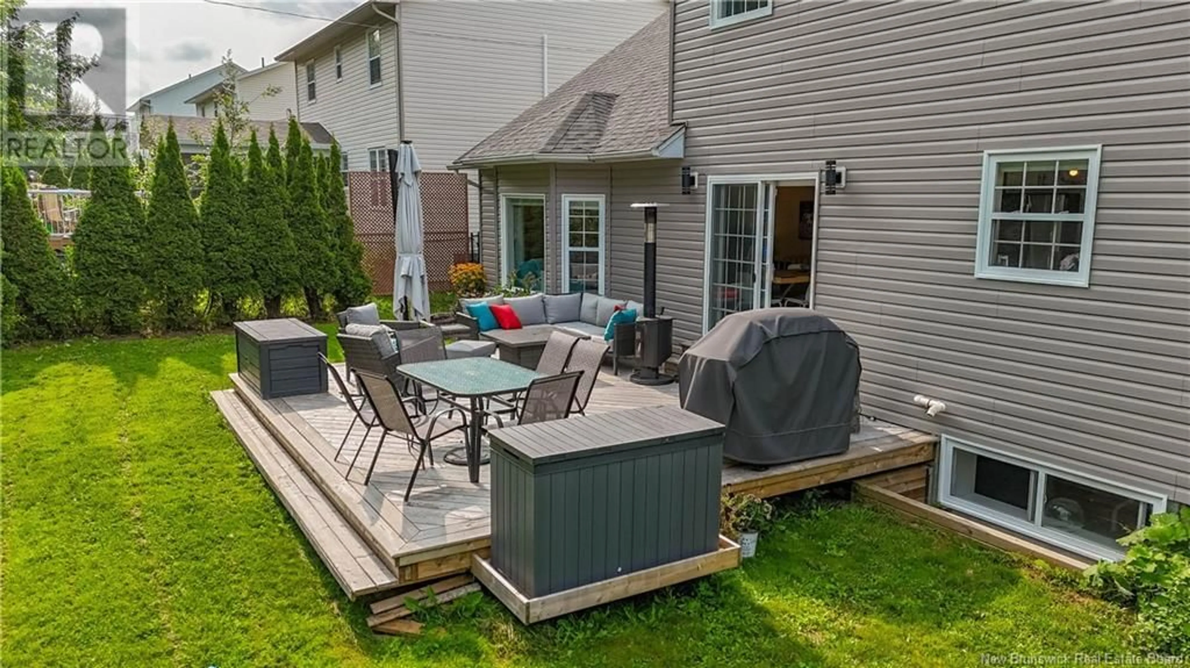 Patio, the fenced backyard for 69 Bliss Carman Drive, Fredericton New Brunswick E3B9P2