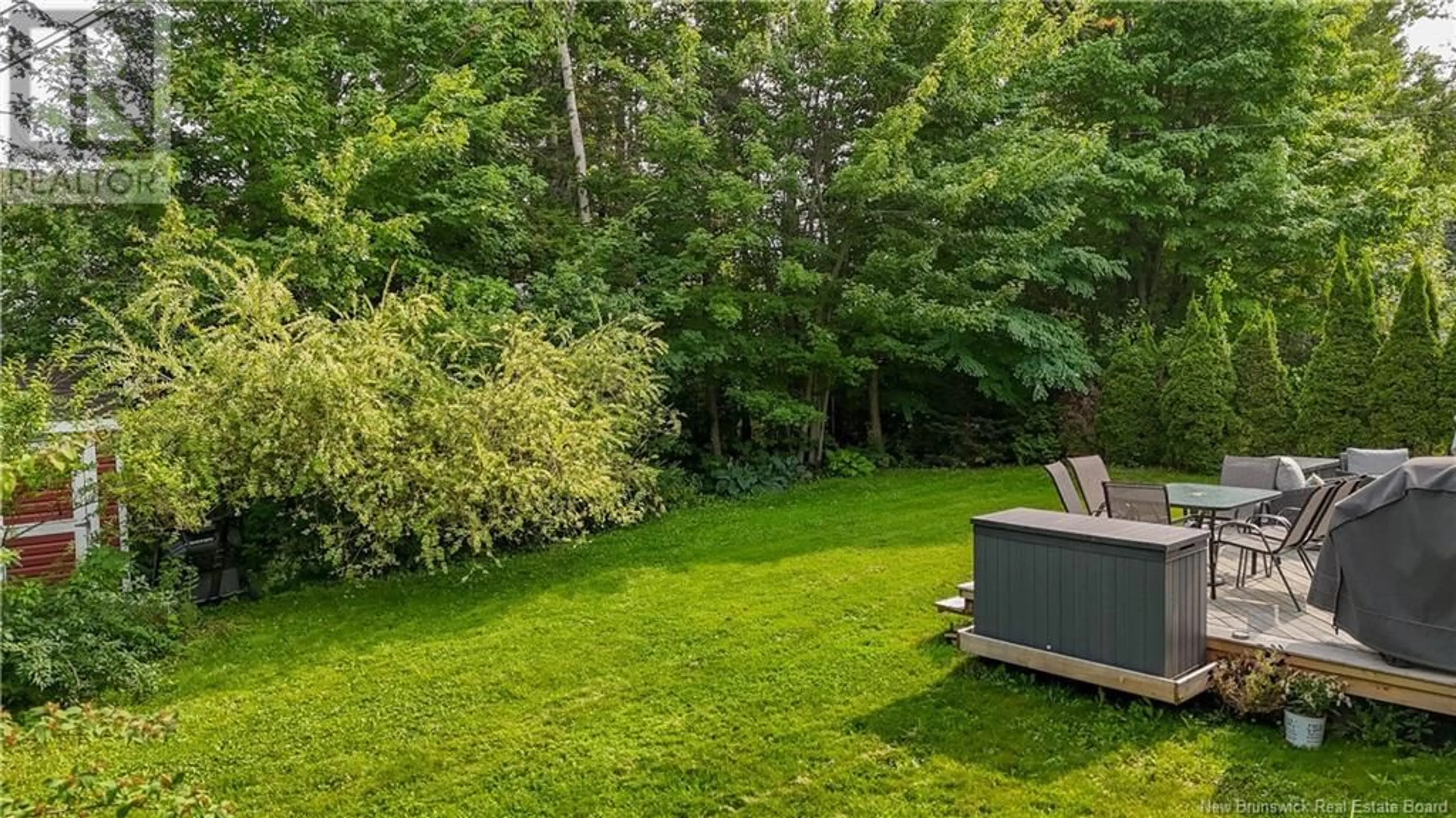 Patio, the fenced backyard for 69 Bliss Carman Drive, Fredericton New Brunswick E3B9P2