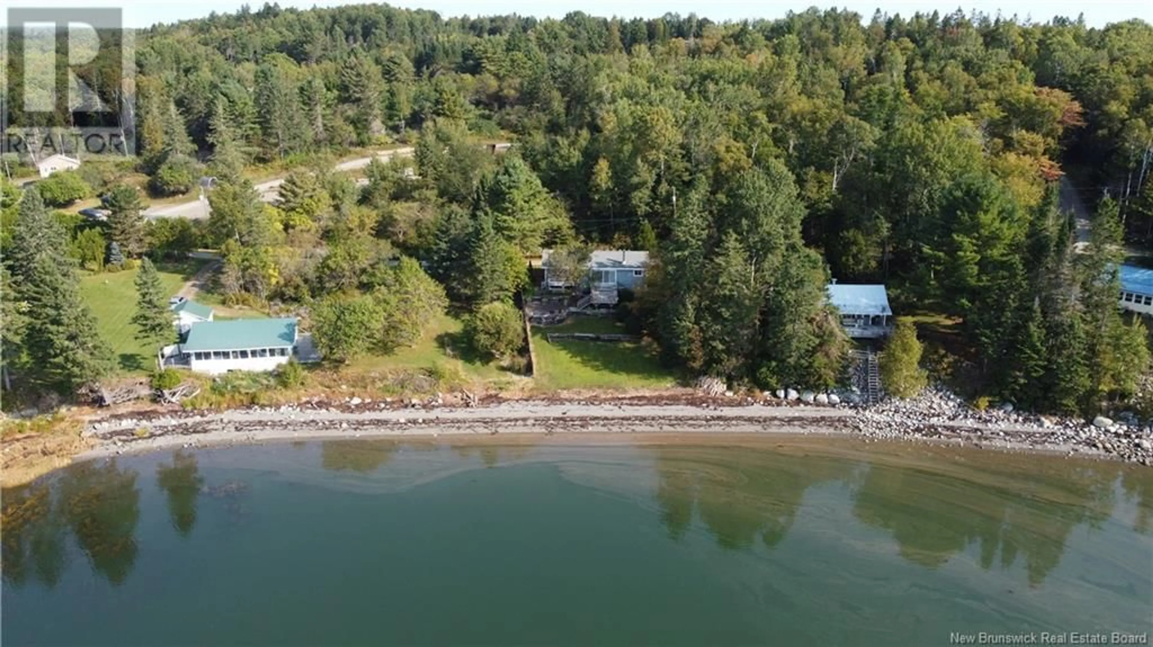 A pic from outside/outdoor area/front of a property/back of a property/a pic from drone, water/lake/river/ocean view for 27 SMYTHE LANE, Oak Bay New Brunswick E3L4H6