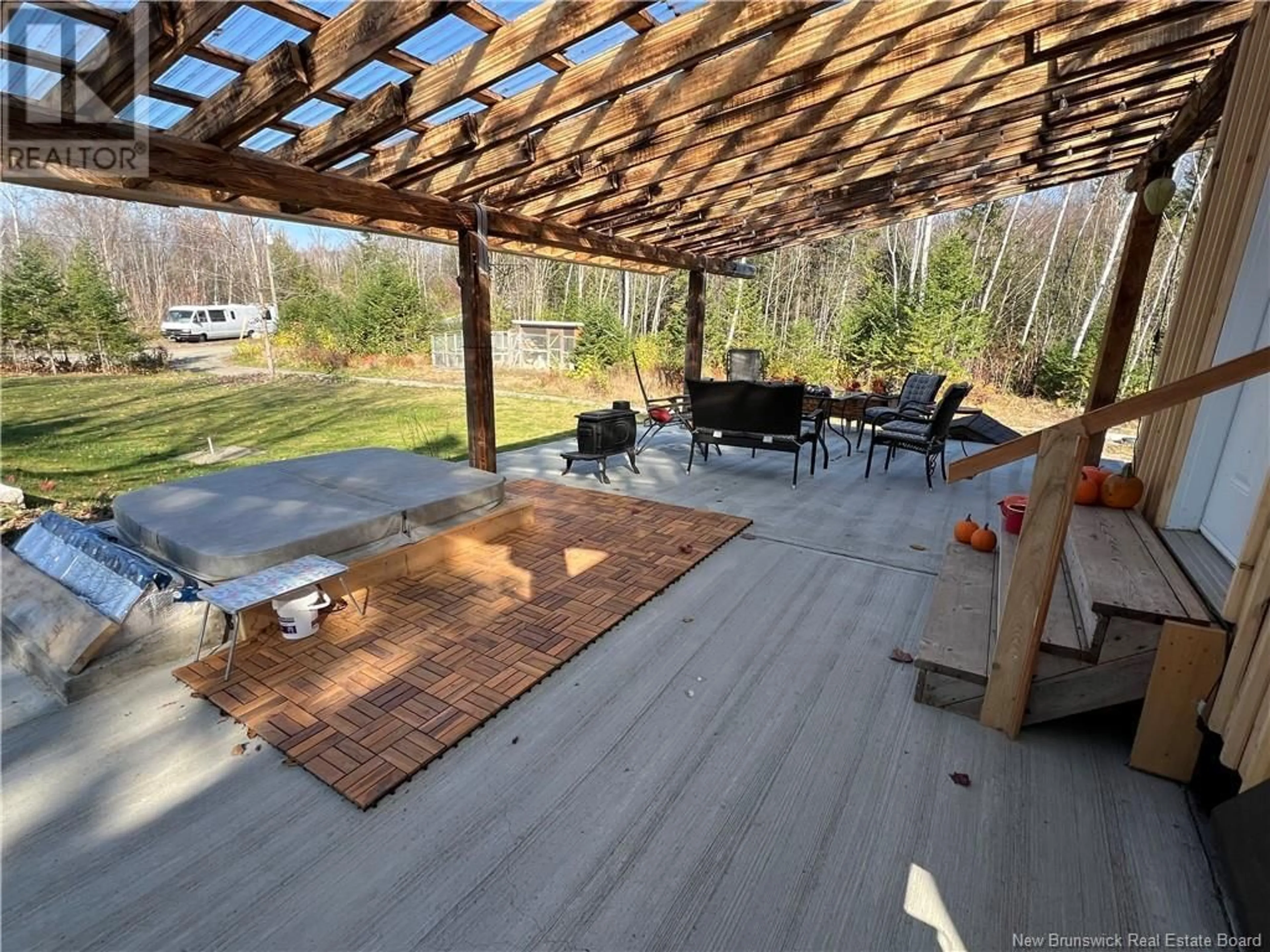 Patio, the fenced backyard for 15833 Undine Road, DSL de Drummond/DSL of Drummond New Brunswick E3Y2E8