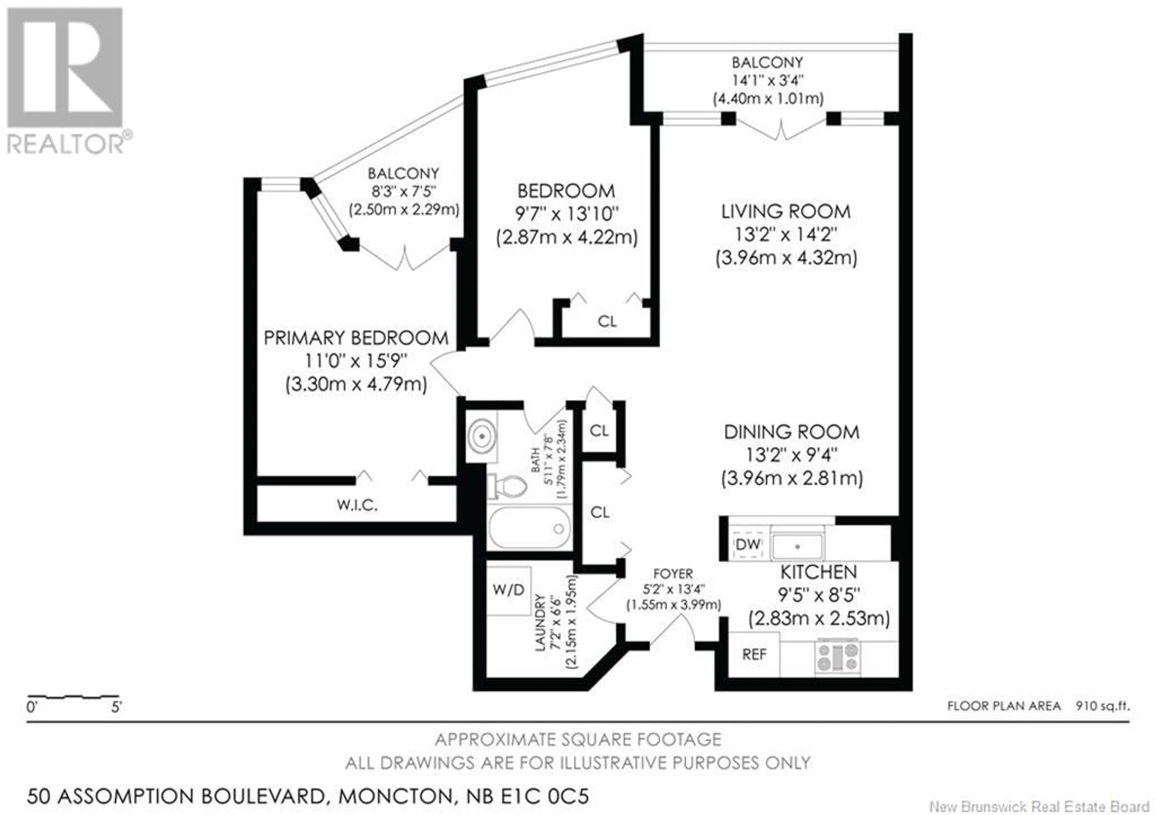 Floor plan for 50 Assomption Unit# 302, Moncton New Brunswick E1C0C5