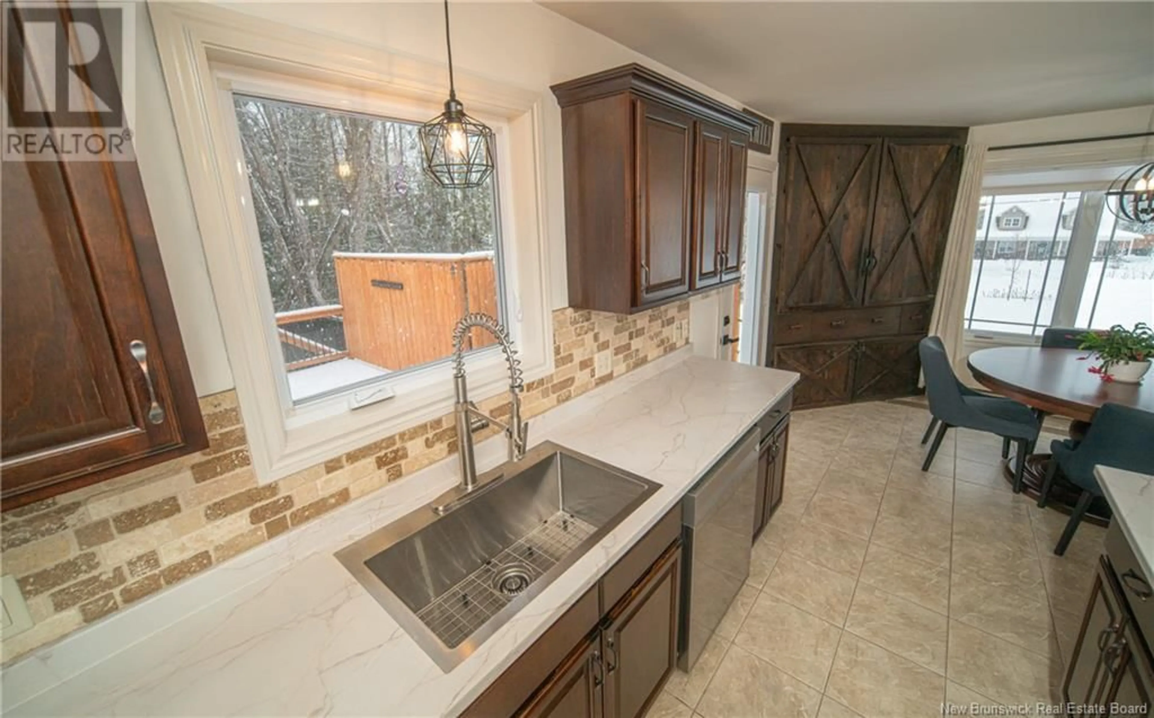 Contemporary kitchen, ceramic floors, cottage for 60 Mirwood Drive, Waasis New Brunswick E3B0P3