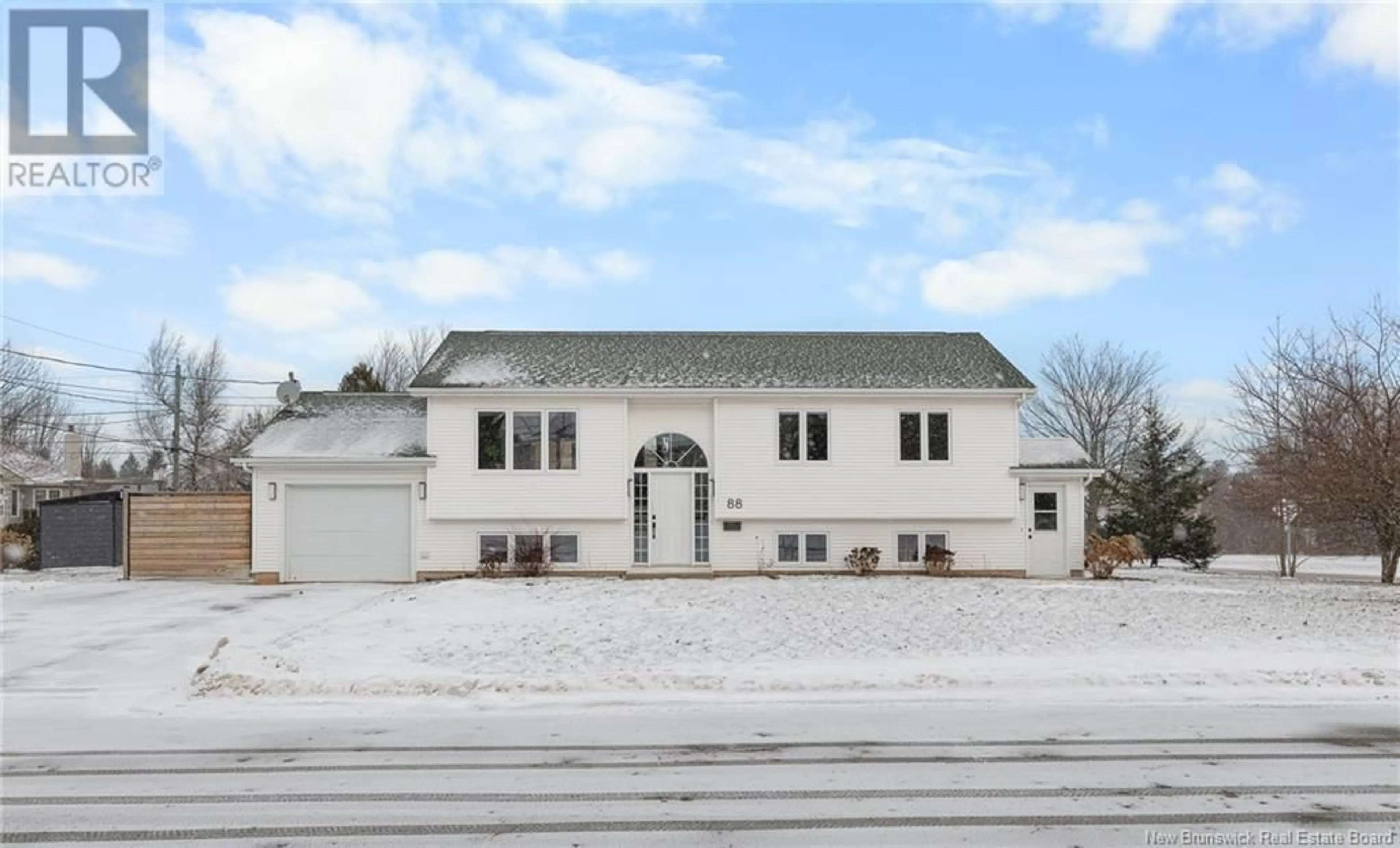 Home with vinyl exterior material, street for 88 Silverstone, Moncton New Brunswick E1G2E8