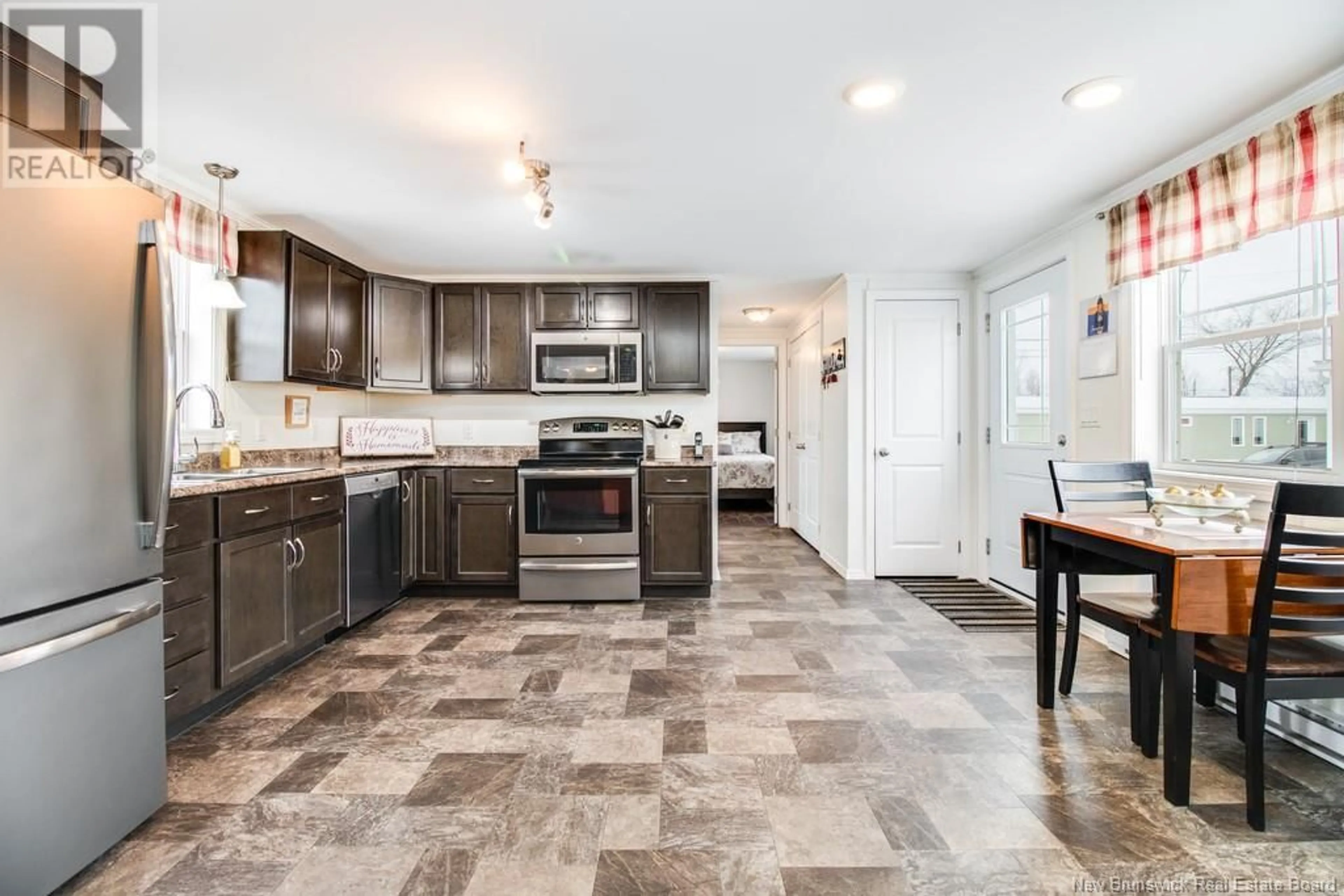 Open concept kitchen, ceramic/tile floor for 52 Carr Lane, Jacksonville New Brunswick E7M0G2