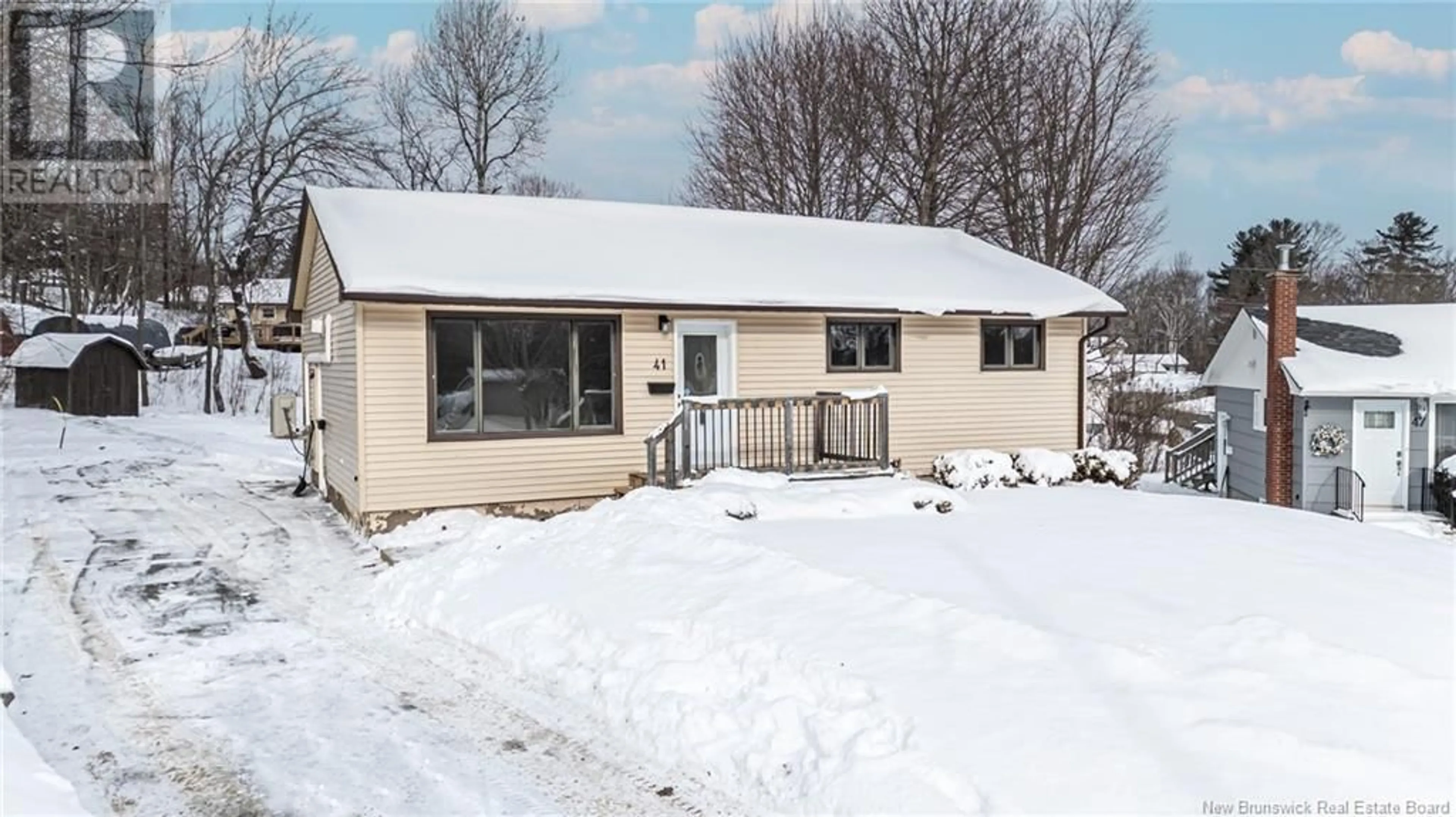 Home with vinyl exterior material, street for 41 Sheffield Court, Fredericton New Brunswick E3B4M9