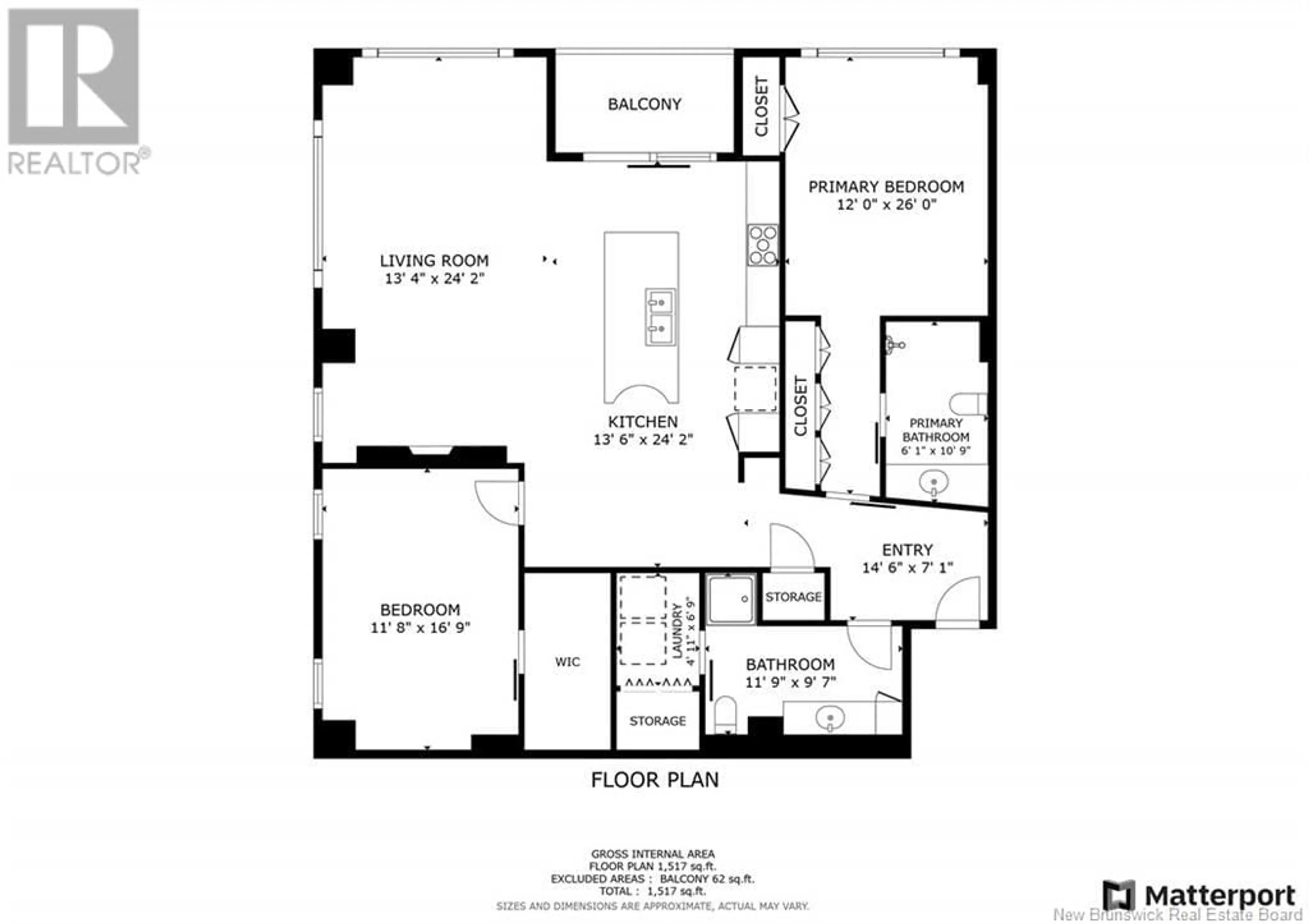 Floor plan for 55 Queen Street Unit# 607, Moncton New Brunswick E1C1K2