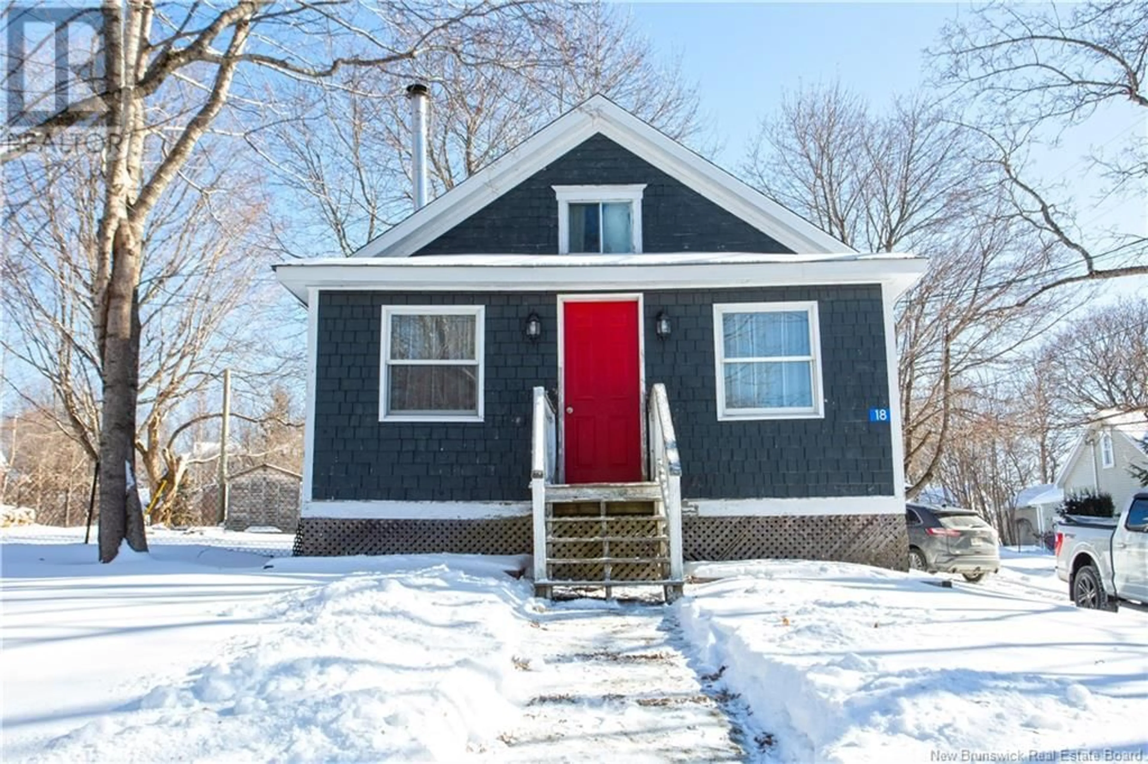 Home with vinyl exterior material, street for 18 Hanselpacker Road, Harvey New Brunswick E6K1A3