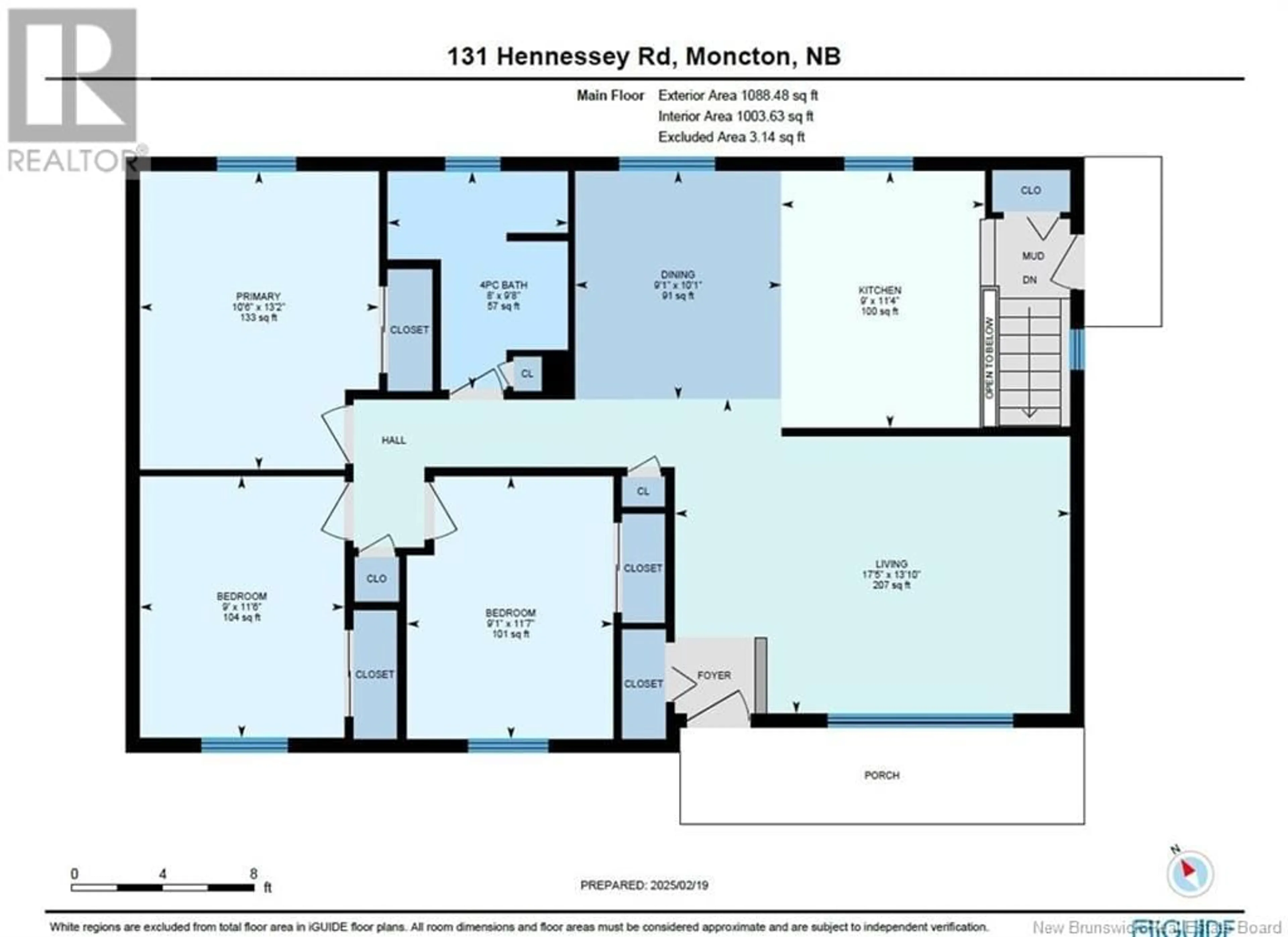 Floor plan for 131 Hennessey Road, Moncton New Brunswick E1A4Y8