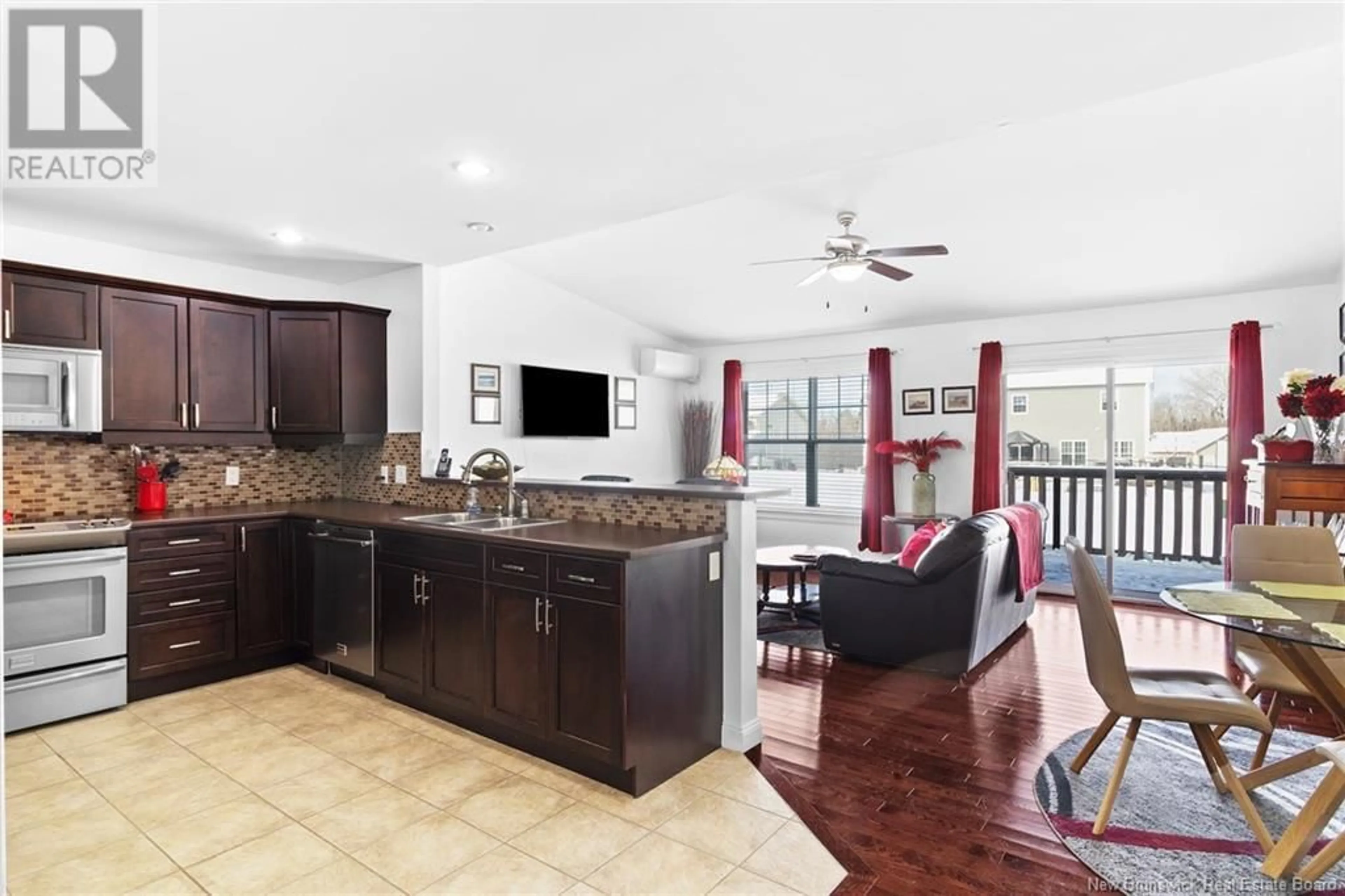 Open concept kitchen, ceramic/tile floor for 24 McCaffrey Court, Oromocto New Brunswick E2V0H5