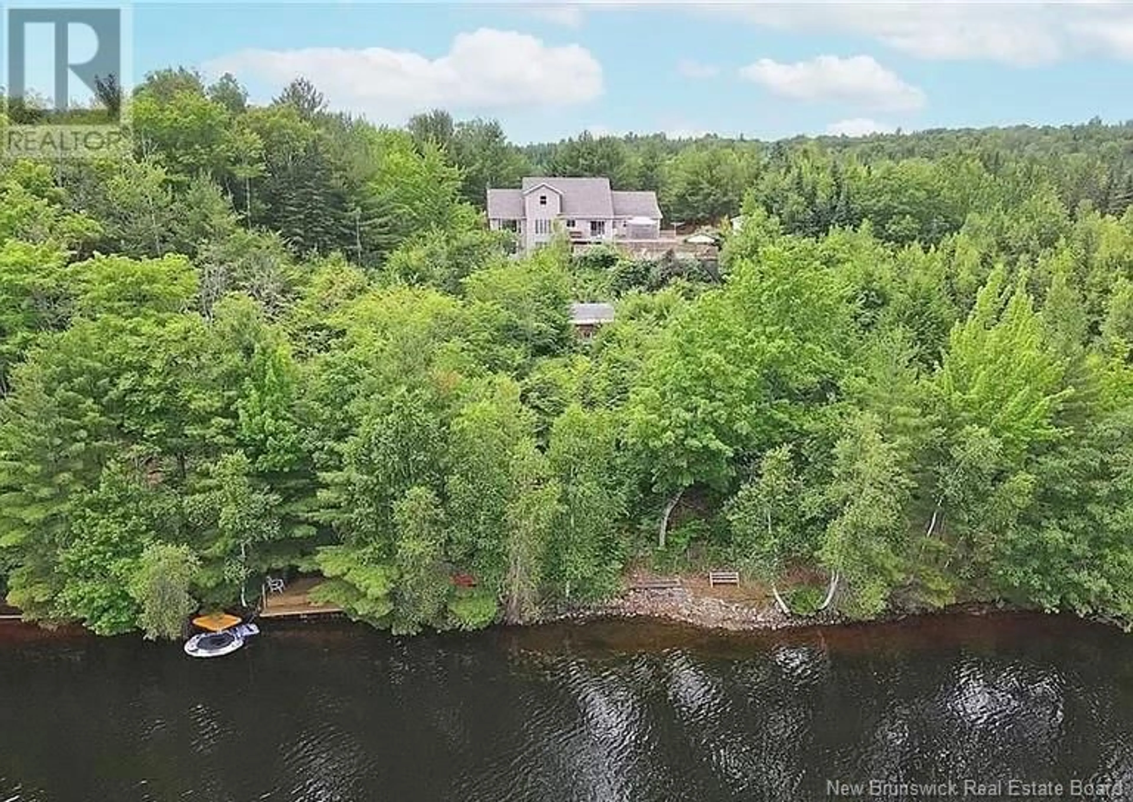 A pic from outside/outdoor area/front of a property/back of a property/a pic from drone, water/lake/river/ocean view for 18 Hillview Street, Upper Kingsclear New Brunswick E3E1V1