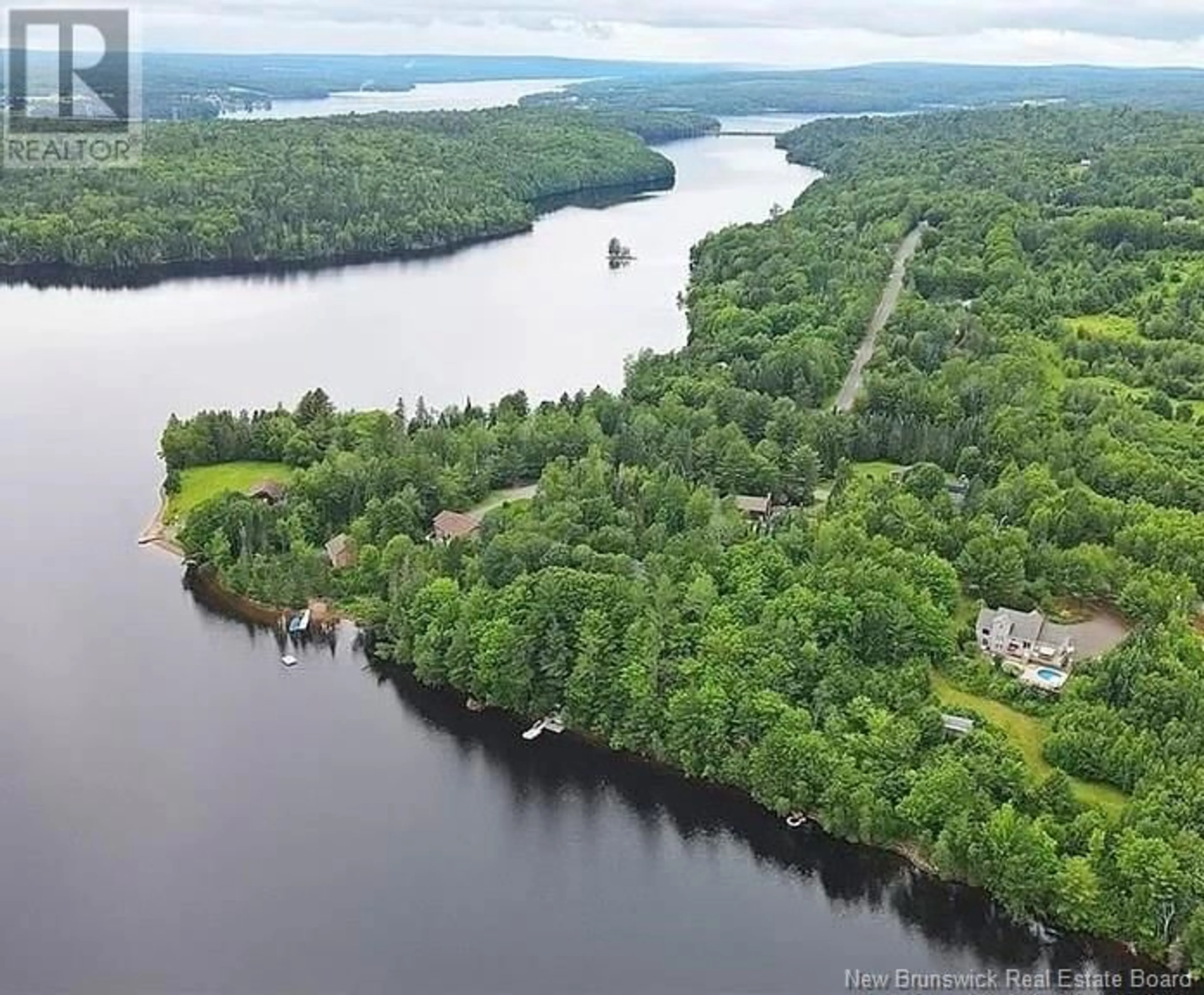 A pic from outside/outdoor area/front of a property/back of a property/a pic from drone, water/lake/river/ocean view for 18 Hillview Street, Upper Kingsclear New Brunswick E3E1V1