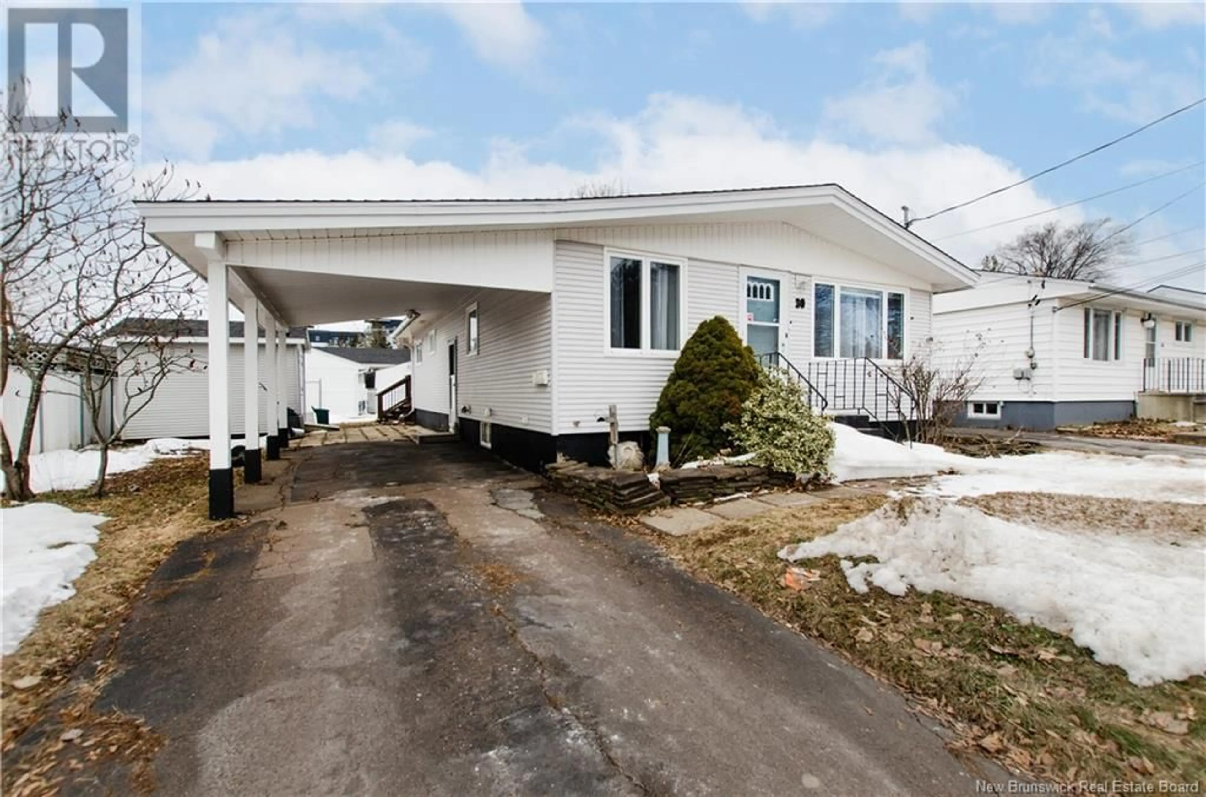 Home with vinyl exterior material, street for 30 Hedgewood, Moncton New Brunswick E1E2W3